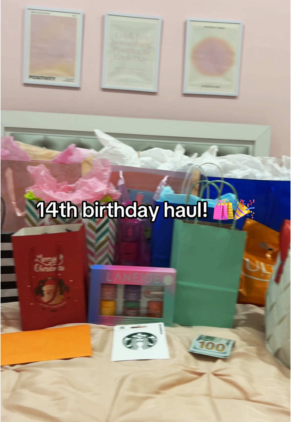 kind of rushed. so grateful for everything i got! #fyp #viralvideo #xybcafyp #makemefamous #birthday #hauls #smallcreators #smallinfluencer #microinfluencer #treehut #laneige #bathandbody #alaninutrition #bubblr #target #sourpatchkids #presents #gifts 