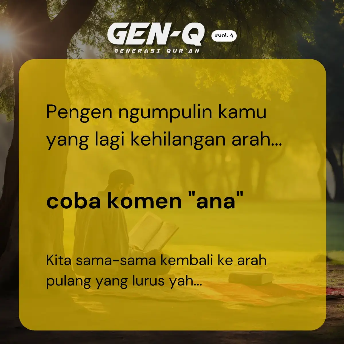 [Gabung dan daftar webinar GenQ Vol.4] Al-Quran adalah sebaik-baik pedoman dan tuntunan dalam menjalani hidup.. Ia adalah cahaya yang menuntun manusia ditengah perjalanan yang penuh keburaman..💫 Namun, agaknya kita telah memutuskan hubungan dengan Al-Quran.. Dunia telah membuat kita kehilangan arah.. kita telah jauh melangkah dan tak tahu arah jalan untuk pulang..🍃 Ingatlah bahwa dunia ini sementara dan bersifat fana, sebelum kehilangan lebih banyak dan navigasi terputus mari kita sama-sama belajar untuk mendapat insight: 1. Bagaimana kembali ke arah pulang yang benar dan lurus? 2. Bagaimana menumbuhkan kecintaan agar terkoneksi kembali dengan Al-Quran? 3. Bagaimana menggapai hidayah agar senantiasa istiqomah dalam menjaga hafalan? tunggu apalagi ayok daftarkan diri kamu yah ⁉️ Catat tanggalnya yah: 🗓️ Ahad, 12 Januari 2025 ⌚ Pukul 16.00 s.d selesai 💻 Daring via _Zoom Clouds Meeting_ Benefit Mengikuti Webinar: ✅ Grup Sharing dan Tanya Jawab ✅ Konsultasi Ekslusif ✅ Rekaman Webinar ✅ E-Sertifikat ✅ Akses jurnal GenQ ✅ Akses Tools material GenQ ✅ Relasi Partner Murojaah ✅ Insight Istiqomah Murojaah 🖇️ Jangan lupa registrasi sebelum hari H (Daftar lewat link di bio profil atau dm yah ✨) #webinar #kajian #alquran #reconnect  #murojaah #murojaah_everyday 