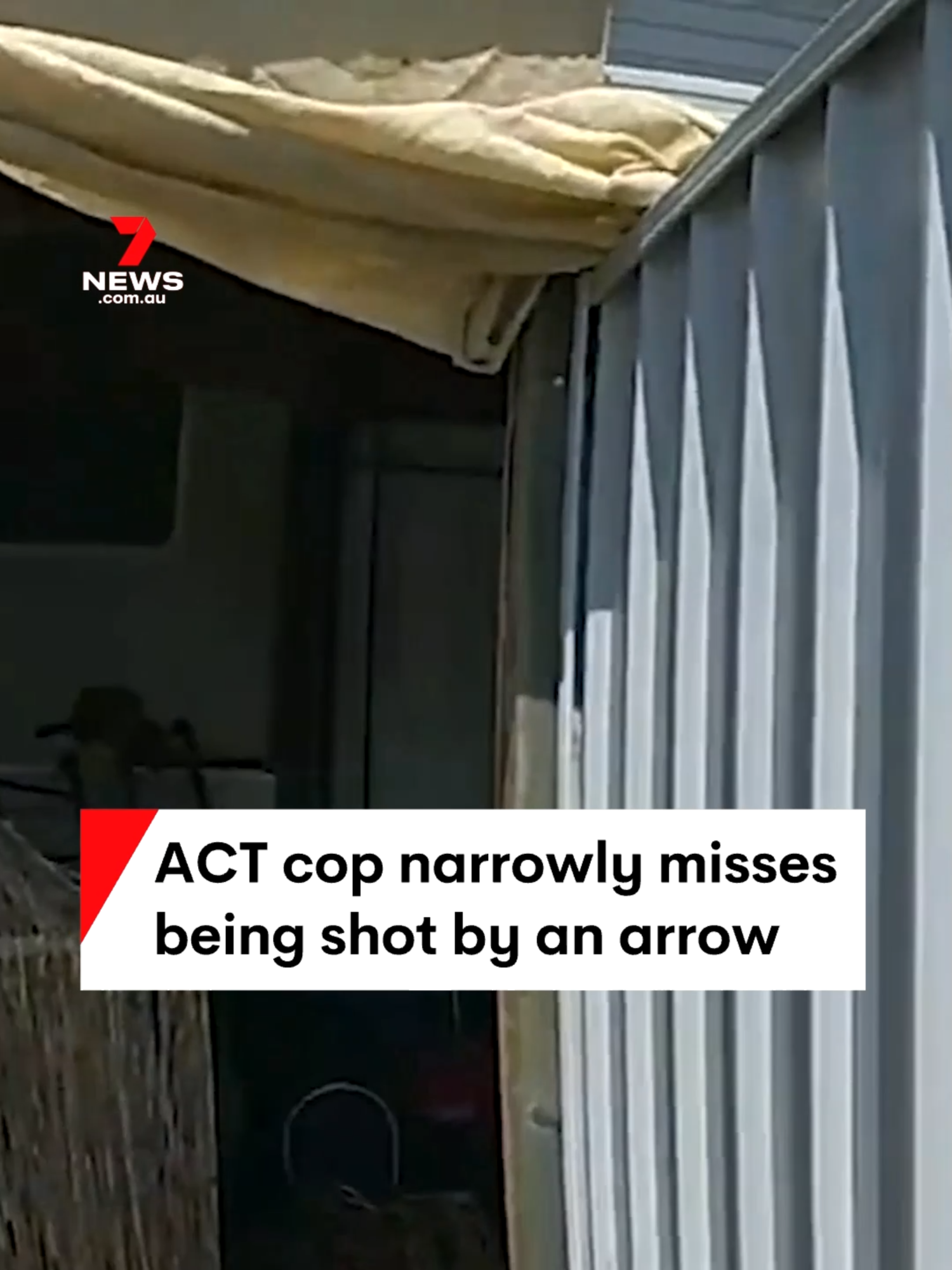 Bodycam has captured the moment an ACT cop narrowly missed being shot by an arrow #act #arrow #luckyescape #nearmiss #police #policeofficer #cop #7NEWS