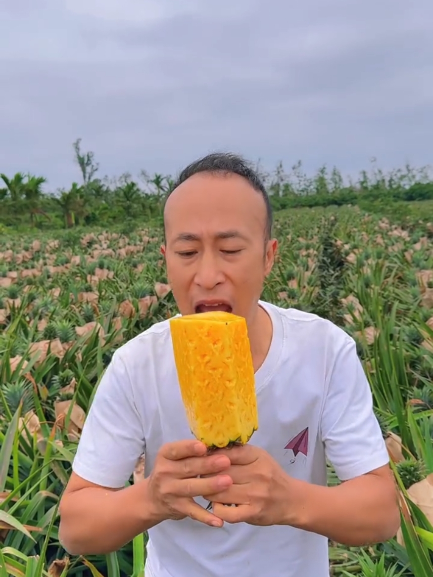 Beautiful natural landscape pineapple juice and cutting skills eating so fresh #happy #asmr #nature #top #real #life #fresh #pineapple 