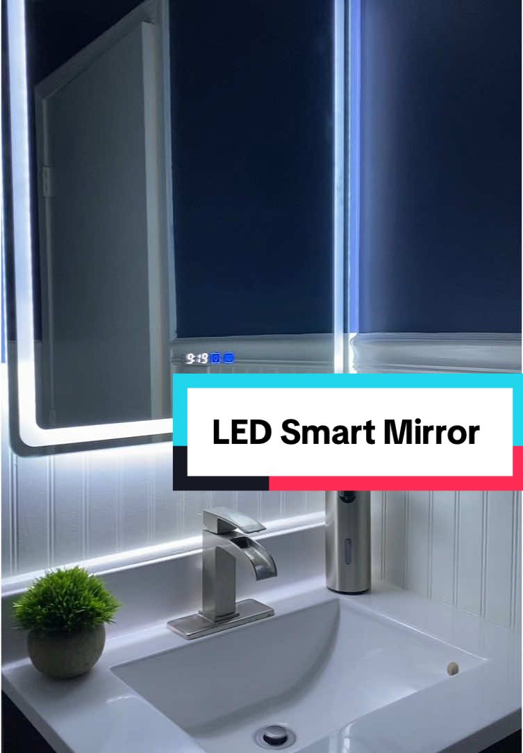 LED SMART MIRROR #tiktokshopfinds #aesthetic #aestheticbathroom #bathroom #bathroomdecor #blackfridaydeals #blackfriday #christmas #f #modern  #xmas #led #ledmirror  #fy #fyp #fyp≥ #foryourpage #foru #holiday #mirror #makeup #vanity #makeupvanity #purpleticket
