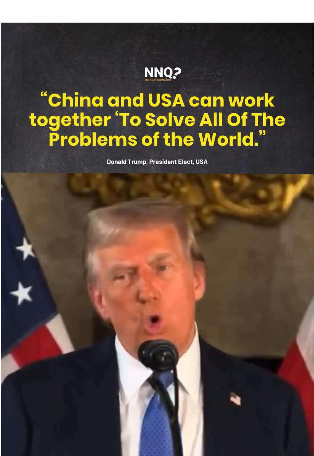 US President-elect Donald Trump has said that China and the United States could collaborate to “solve all of the problems of the world. He added,  “President Xi Jinping is an amazing guy. The press hates when I say that, but he's an amazing person.