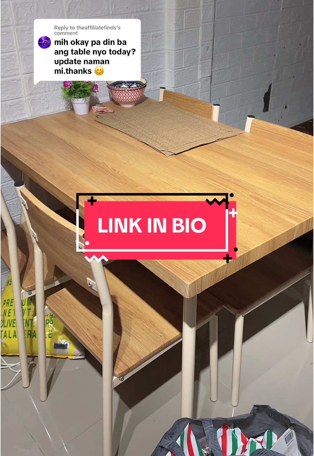 Replying to @theaffiliatefinds aesthetic dining table, LINK IN BIO!  #aesthetic #aestheticdiningtable #diningtable #diningset #teamkahoy #teamputiteamkahoy #kitchenessentials #budolfinds #mommyanjvlogs 