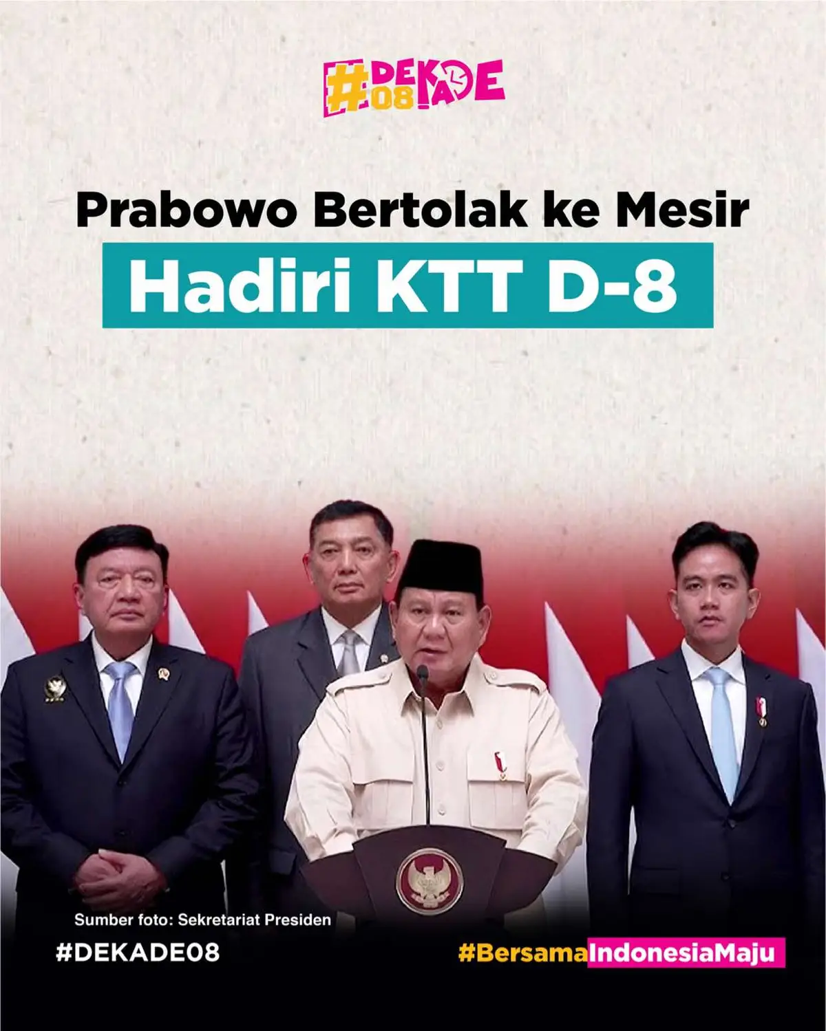 Presiden RI Prabowo Subianto bertolak ke Mesir untuk menghadiri Konferensi Tingkat Tinggi (KTT) D-8 di Kairo, Mesir.  Prabowo beserta rombongan berangkat menuju Kairo dari Pangkalan Udara Halim Perdanakusuma, Jakarta, Selasa (17/12/2024), menggunakan pesawat kepresidenan PK-GRD. #presidenprabowo #prabowosubianto #pemerintah #indonesiamaju #indonesiaemas #dekade08