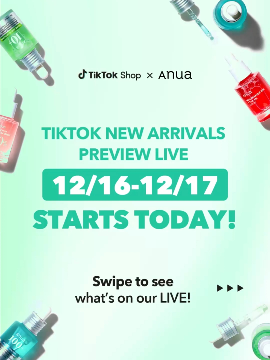 ✨️ANUA NEW ARRIVALS PREVIEW LIVE✨️ Join the live to grab effective skincare products at a special price and receive a free gift!🎁🎀 Don’t miss out!🎖 #anua #tiktokshopnewarrivals #live #koreanskincare