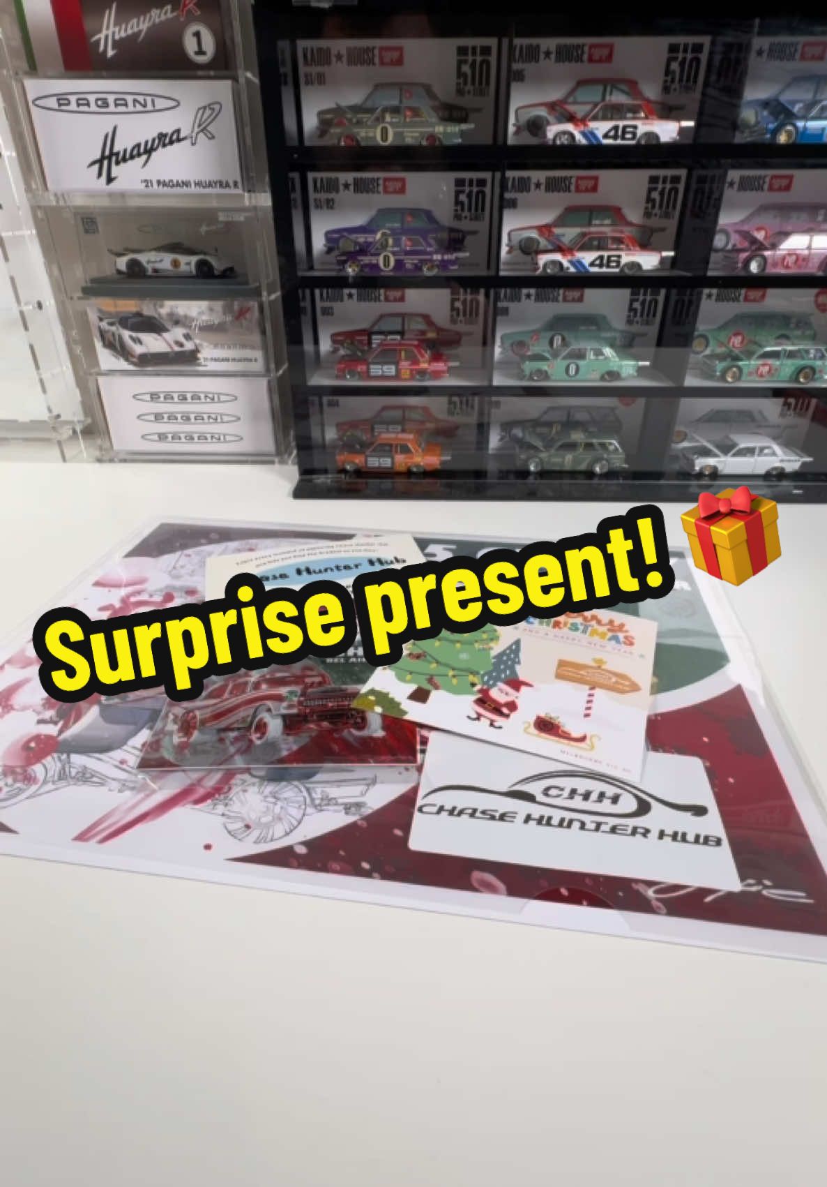 Shout out to @Chase Hunter Hub! Nothing better than a surprise gift 🎁  #chasehunterhub #diecast #hotwheels #minigt #kaidohouse #inno64 #chase #design #collectible #collector #collection #quality #premium #merrychristmas #happynewyear #fyp #capcut #gasser #chevy #chevrolet #gift #present 