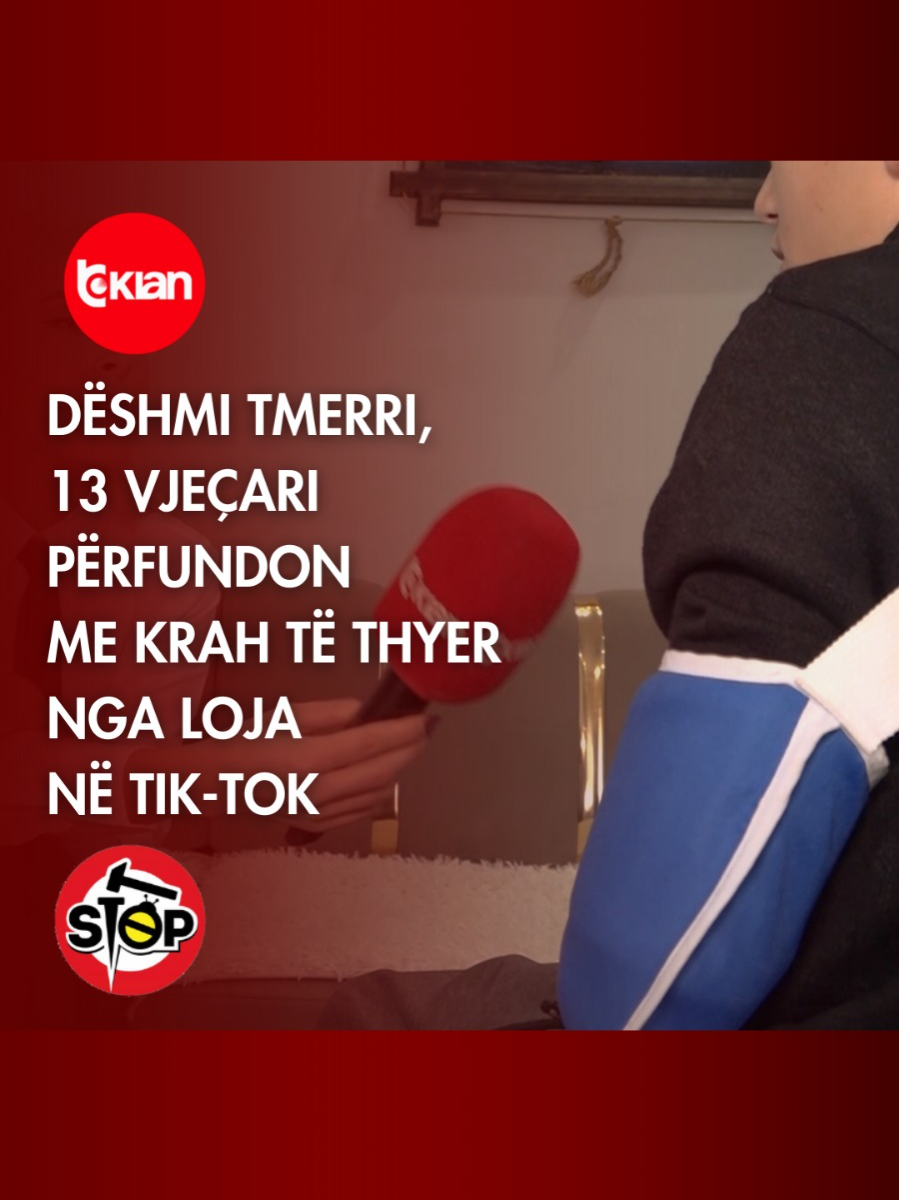 Dëshmi tmerri, 13 vjeçari përfundon me krah të thyer nga loja në Tik-tok WARNING: The following video discusses viral TikTok challenges that may pose serious risks to health and safety. These challenges are for informational purposes only and are NOT meant to encourage participation. Always prioritize safety and make informed decisions. Videon e plotë e gjeni në kanalin e YouTube ▶️ RTV KLAN #Tvklan #Stop