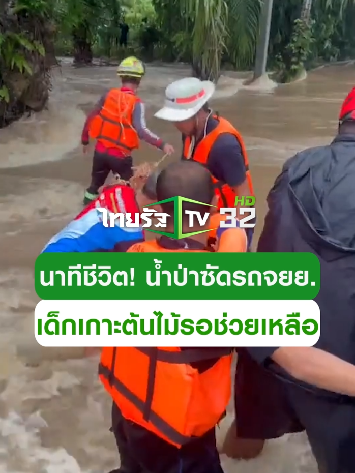 นาทีชีวิต! น้ำป่าซัด จยย.ตกข้างทาง เด็ก 3 ชีวิตเกาะต้นไม้-เสาไฟ เจ้าหน้าที่เข้าช่วยเหลือได้ปลอดภัย #ข่าวtiktok #น้ำท่วม #น้ำท่วมภาคใต้ #นครศรีธรรมราช #trending #trendingnow #ซีนเด็ด #คลิปโซเชียล #ไทยรัฐทีวี32