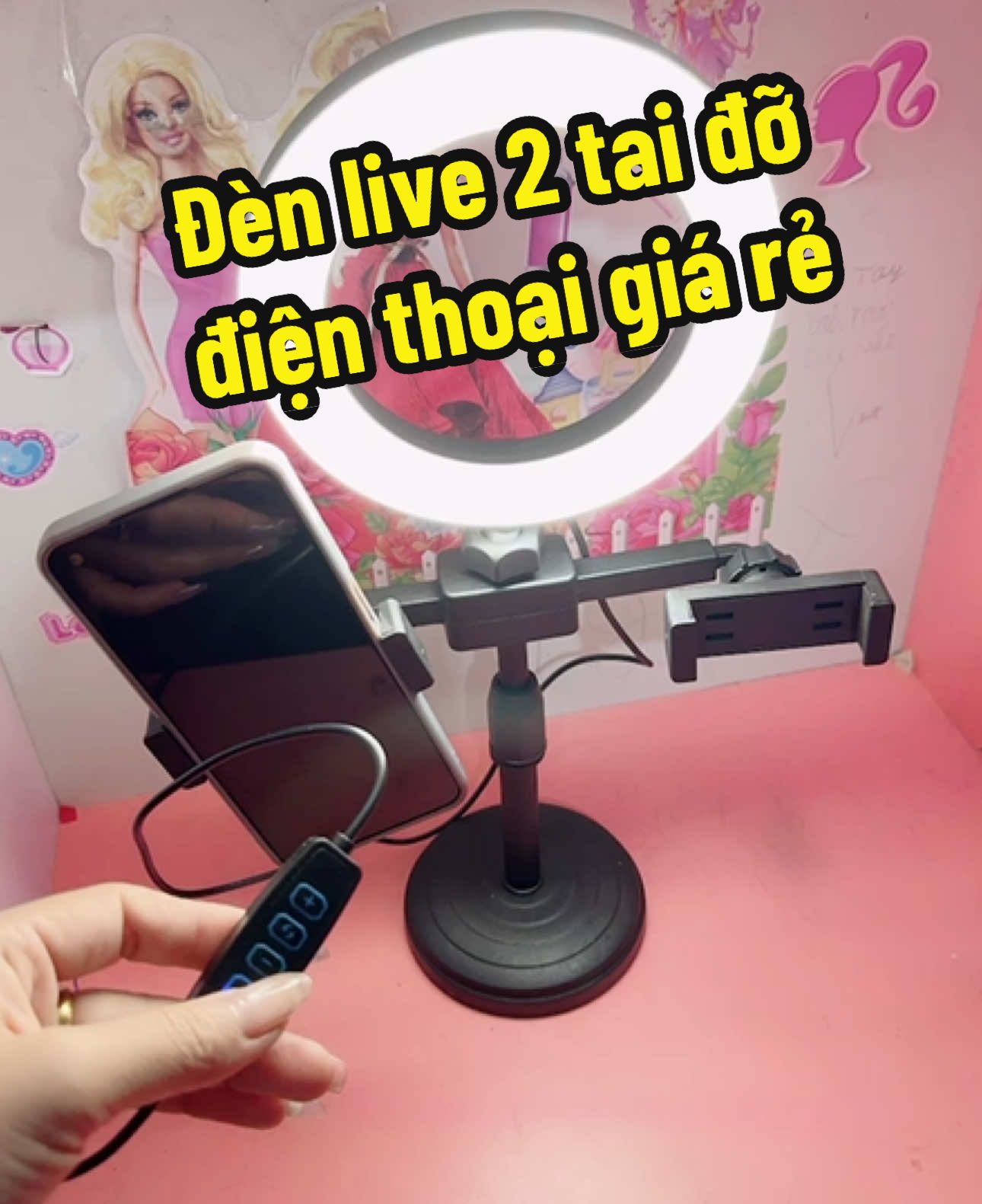 Đèn live kèm tai đỡ đt 2 bên chỉ 4x #xuhuong #denlivestream 