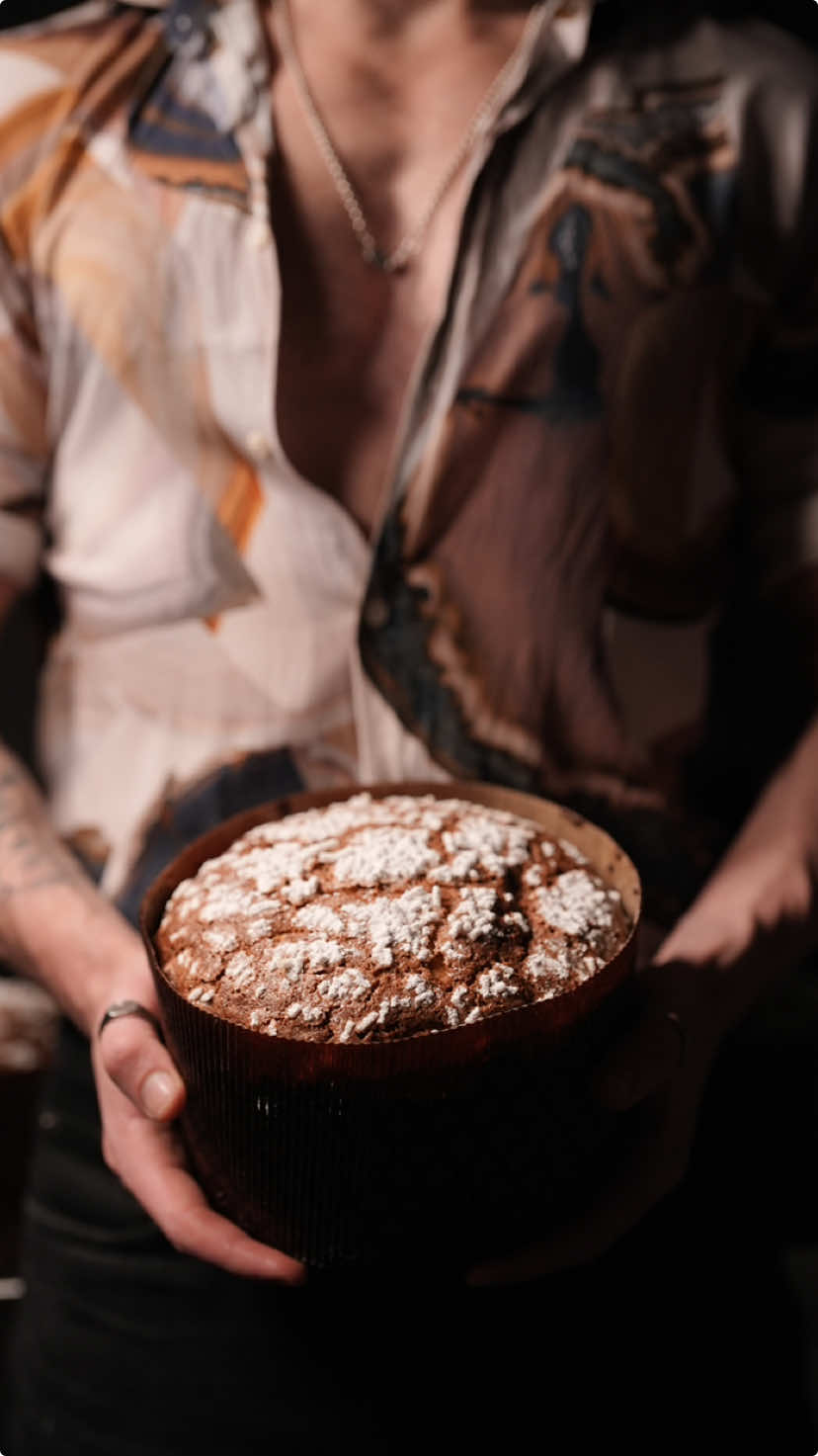 Are you ready for Santa to come down the chimney? #panettone #holidaybaking #donutdaddy  Soft, buttery, fluffy and delicate – My Panettone dough is folded and infused with dried fruits, candied orange and dark chocolate. Combining traditional techniques with a modern touch. Not for the faint-hearted, but every bite is worth the effort.  Ps make sure to grab my 2025 Calendar for that perfect Xmas Gift you are all craving  The whole panettone process took me about 2 weeks of preparation, so be ready for a world of pleasure and pain.   Grab the full recipe in my subscriber channel   Chocolate Almond Panettone Glaze  150g almond meal 150g icing sugar 25 cornflour 16g cocoa powder  192 fresh egg whites Sieve almond meal and combine with icing sugar, cornflour, and cocoa powder. Add egg whites and mix until smooth. Cover with plastic wrap, pressing it against the surface, and rest in the fridge for 24 hours.  Bring to room temperature before use on top of the final proof of the panettone.   #bakingfromscratch #italiandessert #holidaybaking #festivebakes