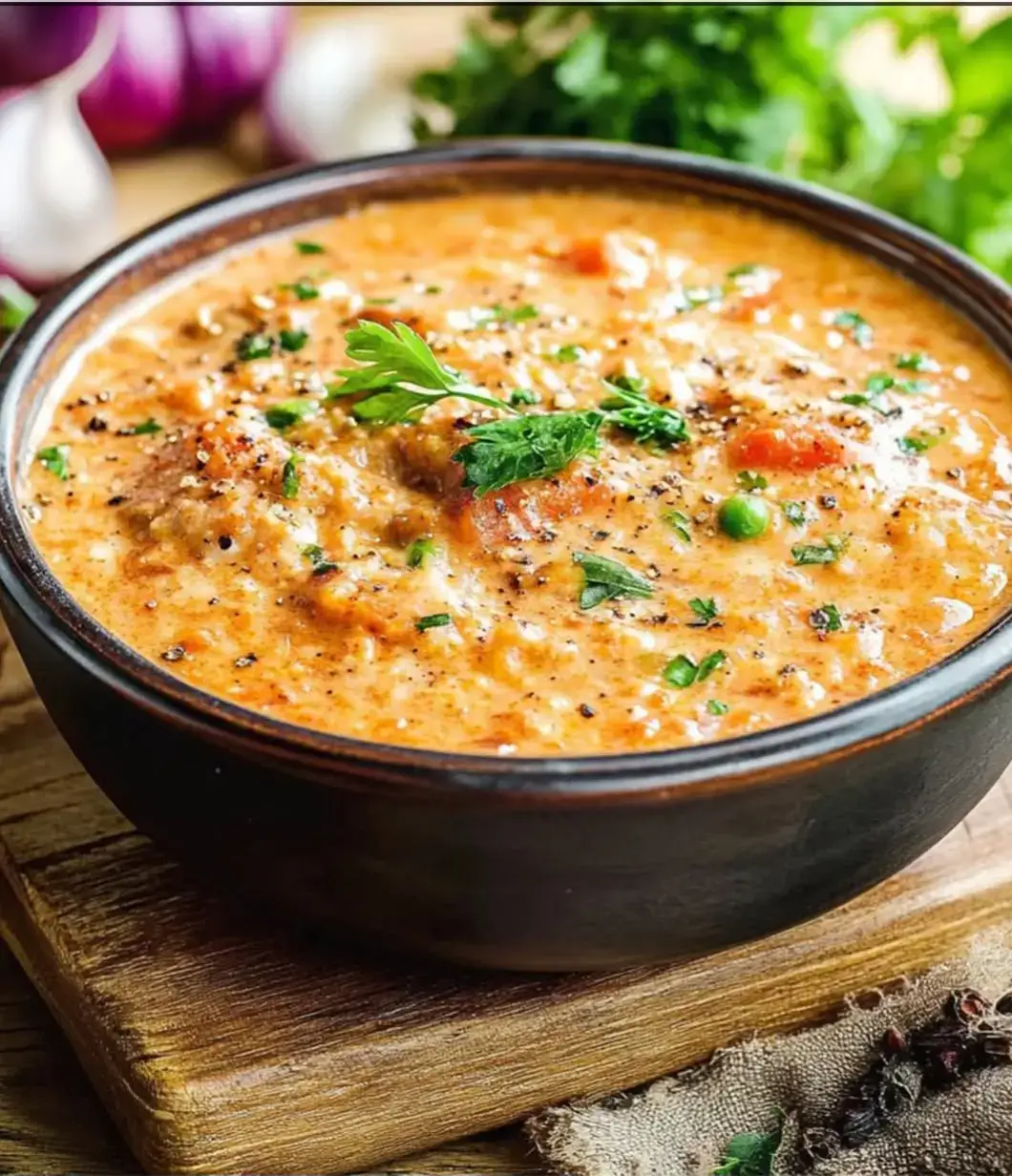 🍲 Friss-dich-dumm-Suppe – Der herzhafte Alleskönner! 🥄 Würzige, cremige Suppe mit Hackfleisch, Champignons und Käse – schnell und super lecker! Zutaten (für 2-3 Portionen): 1 rote Zwiebel (ca. 100 g) 1 EL Sonnenblumenöl (ca. 10 g) 200 g Hackfleisch (Rind) 400 g gehackte Tomaten (aus der Dose) 50 ml Kochsahne (15 % Fett) 170 g Champignons (aus der Dose, abgetropft) 50 g Schmelzkäse Salz und Pfeffer (nach Geschmack) Anleitung: Vorbereitung: Zwiebeln schälen und fein würfeln. Anbraten: Öl in einem Topf erhitzen, Zwiebelwürfel darin 2 Minuten andünsten. Hackfleisch hinzufügen und für 3 Minuten krümelig braten. Würzen und köcheln: Mit Salz und Pfeffer abschmecken. Gehackte Tomaten und Kochsahne hinzufügen, 5 Minuten köcheln lassen. Fertigstellen: Champignons und Schmelzkäse einrühren, bis der Käse geschmolzen ist. Suppe nochmals abschmecken. Servieren: Mit frischem Brot oder Baguette genießen! #food# #FrissDichDummSuppe #chesselover #quickandeasy #Foodie #yummy #lecker  #HerzhafteKüche #SchnelleRezepte #HackfleischLiebe #CremigeSuppe #Winteressen #EinTopfGericht #KochenLeichtGemacht #FoodInspiration #SuppeLöffeln