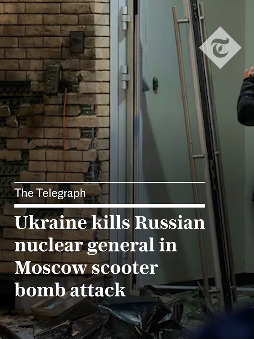 A senior Russian general in charge of the military’s nuclear and chemical weapons division has been killed in a scooter bomb attack claimed by Ukraine. Lieutenant General Igor Kirillov was killed along with his assistant when the bomb was detonated remotely as they left an apartment building a few miles south east of the Kremlin early on Tuesday morning. The Security Service of Ukraine has taken responsibility for the assassination, according to a Ukrainian security source quoted by both Reuters and AFP news agency. For more from #thetelegraph, click the link in our bio. 🔗 #russia #ukraine #war