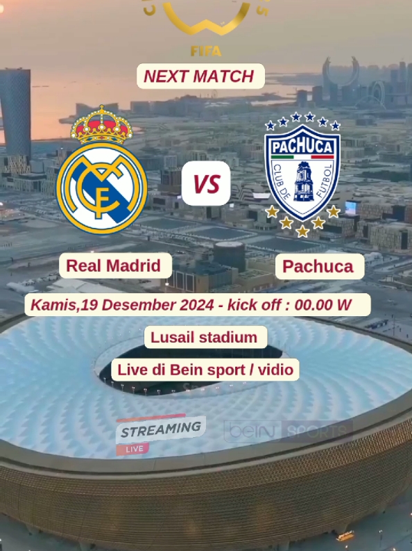 jadwal final piala dunia antarklub Real Madrid vs Pachuca #jadwalbola #final #sport #Soccer #football #realmadrid #viral #fyp 