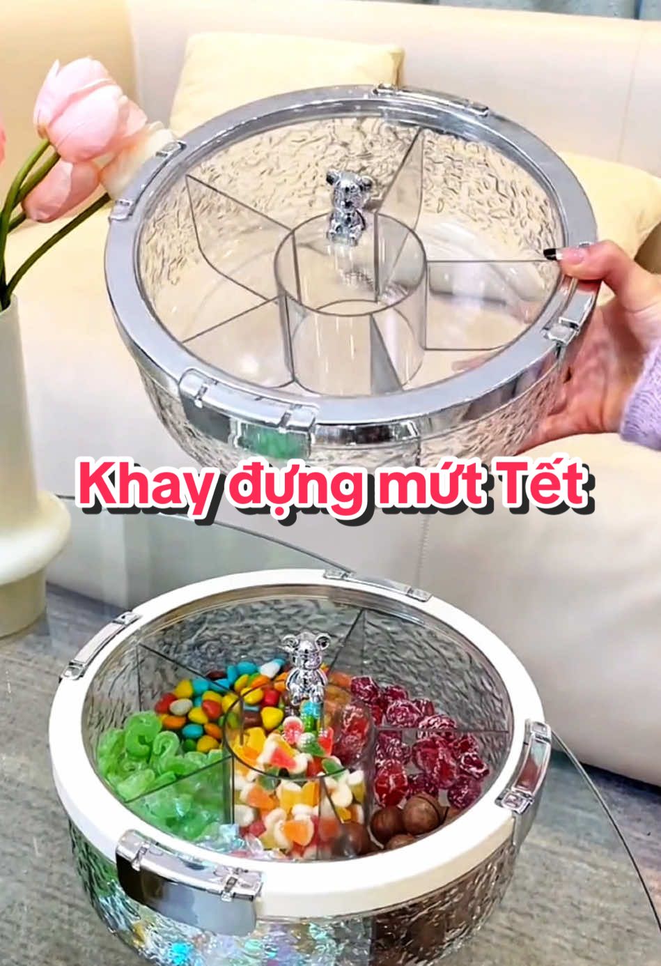 Khay đựng mứt Tết sang trọng, có nắp gài tiện lợi #khaydungmuttet #khaydungmuttetsangtrong #khaydungbanhkeo #khaydungbanhkeotet #khaydungbanhkeotetxoay360do #giadungtienich 