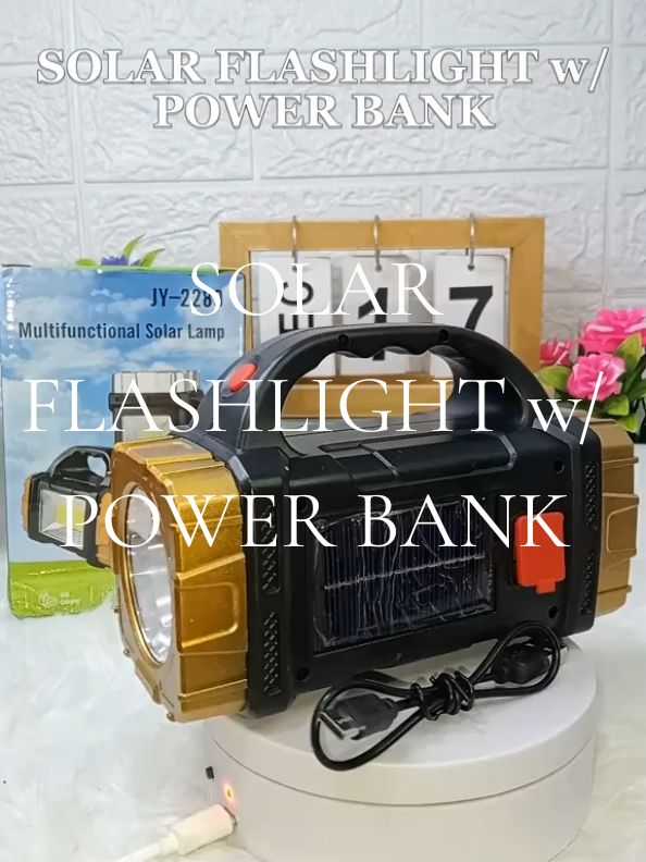 Portable Solar Flashlight with COB Work Light Rechargeable LED Emergency Spotlight Power Bank for Outdoor #solarflashlight  #SOLARFLASHLIGHT  #SolarFlashlight 
