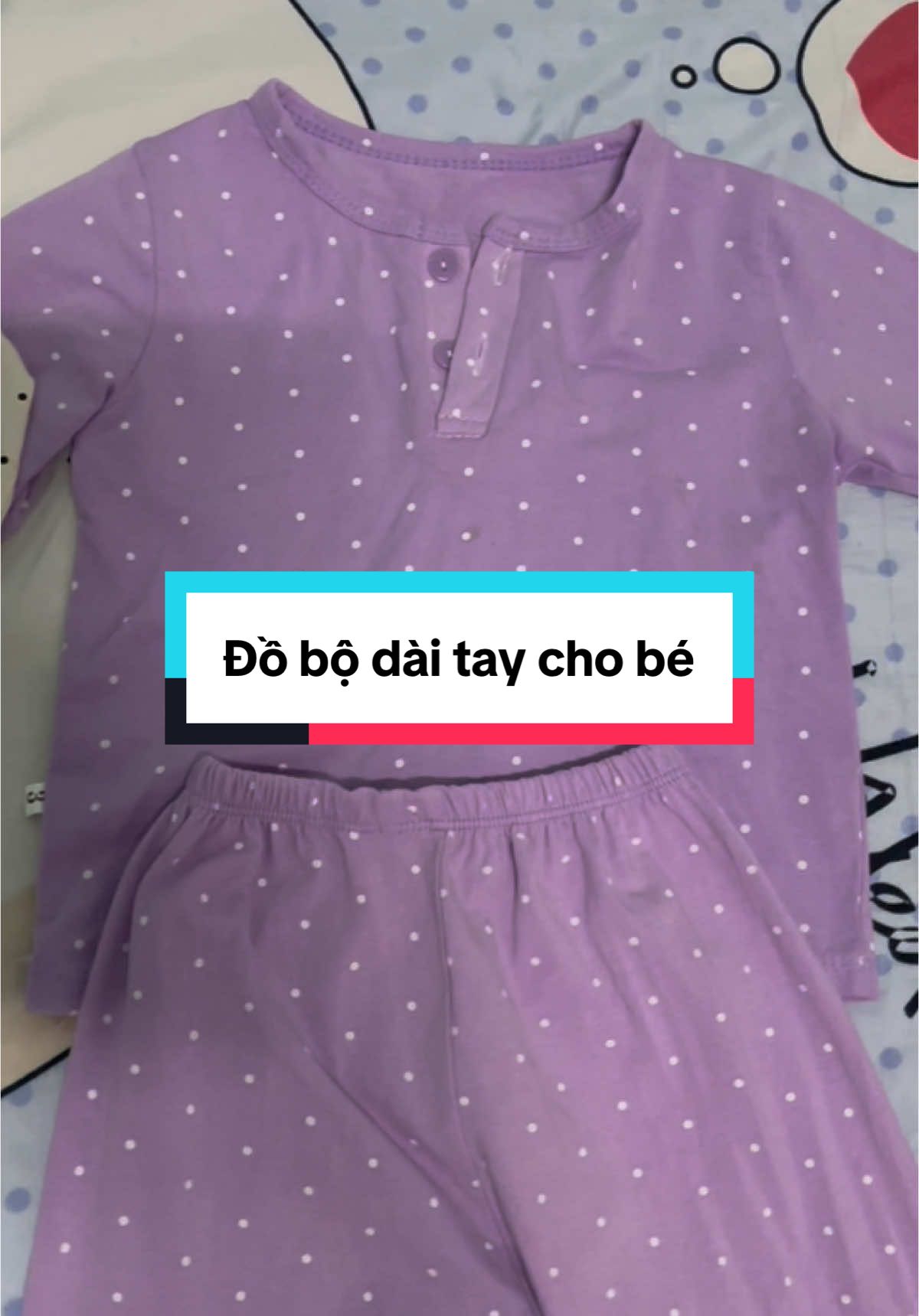 Đồ bộ dài tay chấm bi cho bé gái size 8-18kg #quanaonhamin #dobobegai #xuhuong #tiktokshop