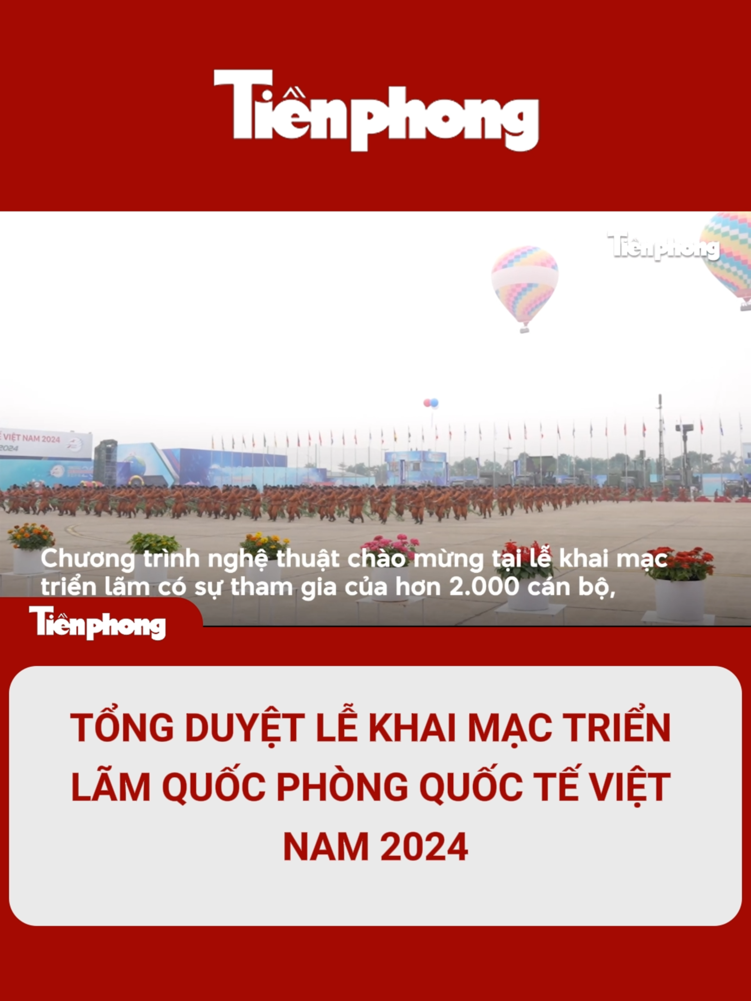 TPO - Sáng 17/12, tại sân bay Gia Lâm, Bộ Quốc phòng tổ chức tổng duyệt Lễ khai mạc Triển lãm Quốc phòng quốc tế Việt Nam 2024 với chủ đề “Việt Nam - Hòa bình - Hợp tác cùng phát triển”. Thượng tướng Hoàng Xuân Chiến - Ủy viên Trung ương Đảng, Thứ trưởng Bộ Quốc phòng, chủ trì chương trình tổng duyệt. #baotienphong #tongduyet #trienlam