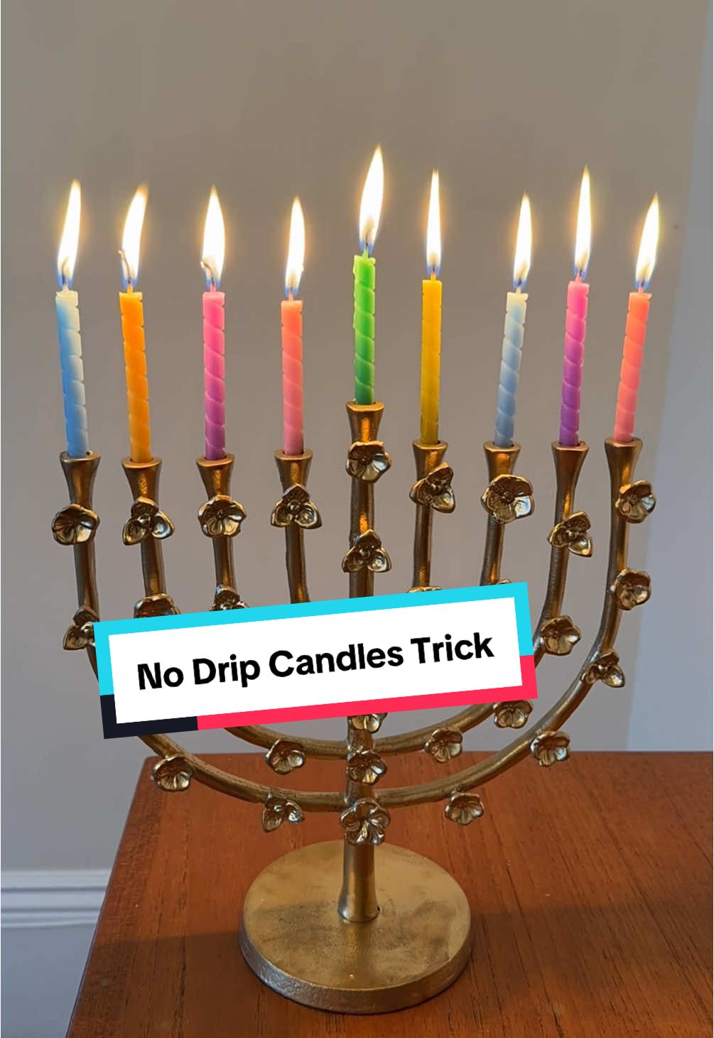 Have you tried this trick for no drip candles?! 🕎 #jewish #jewishtiktok #judaica #jewishtok #jewishcheck #myjewishheritage #jewishthings #moderntribe #hanukkah #chanukah #menorah #hanukkah2024 @Manischewitzco 