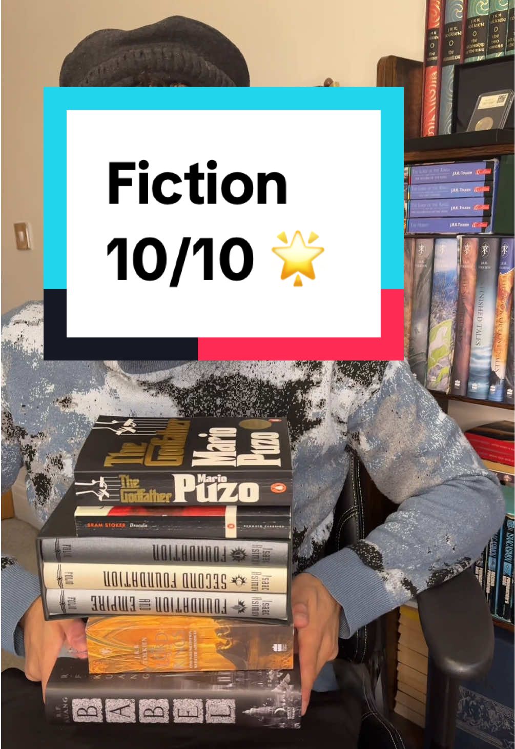 10/10 Fiction book recommendations The Godfather - Mario Puzo Dracula - Bram Stoker Foundation Trilogy - Isaac Asimov LOTR - JRR Tolkien Babel - RF Kuang #BookTok #fiction #recommendations #lotr #scifi #fantasy #pakistani_tik_tok #india #birmingham #bradford #mirpur_ajk 