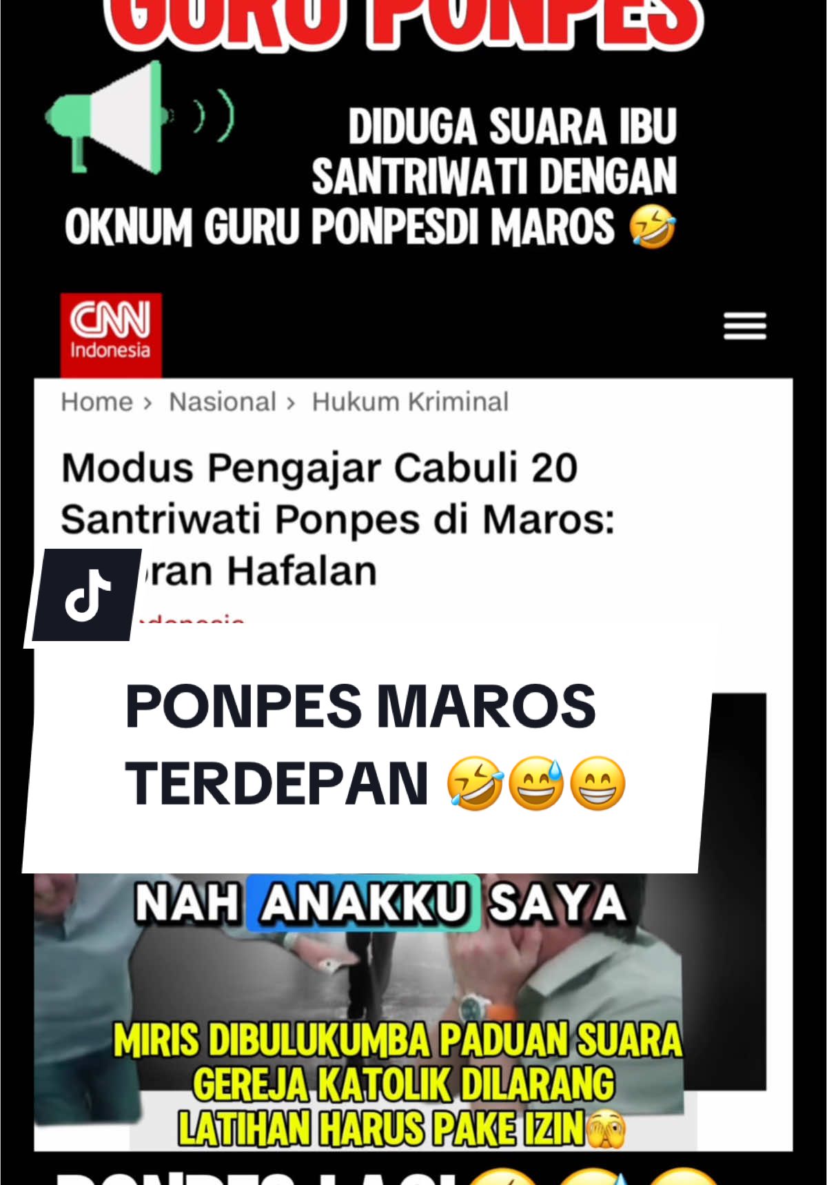 PONPES diMaros Terdepan🫣😅 Miris berulang-ulang terjadi Ponpes Motifnya sama aja , Santriwati korban😱😱😱 Sedangkan di Bulukumba umat katolik mau latihan Paduan suara untuk Natal di Bubarkan lantaran harus ada izin😅😅 @detik @CNN Indonesia  @Liputan6 SCTV @Tribunnews @detikSulsel  #maksiat⚠️ #kadrun  #ponpes #😁 #sulsel  #sulselbulukumba  #sulsesmaros #lewatberandafyp #🤣 #bidadarisurgamu #lewatberandafyp #gerindra 