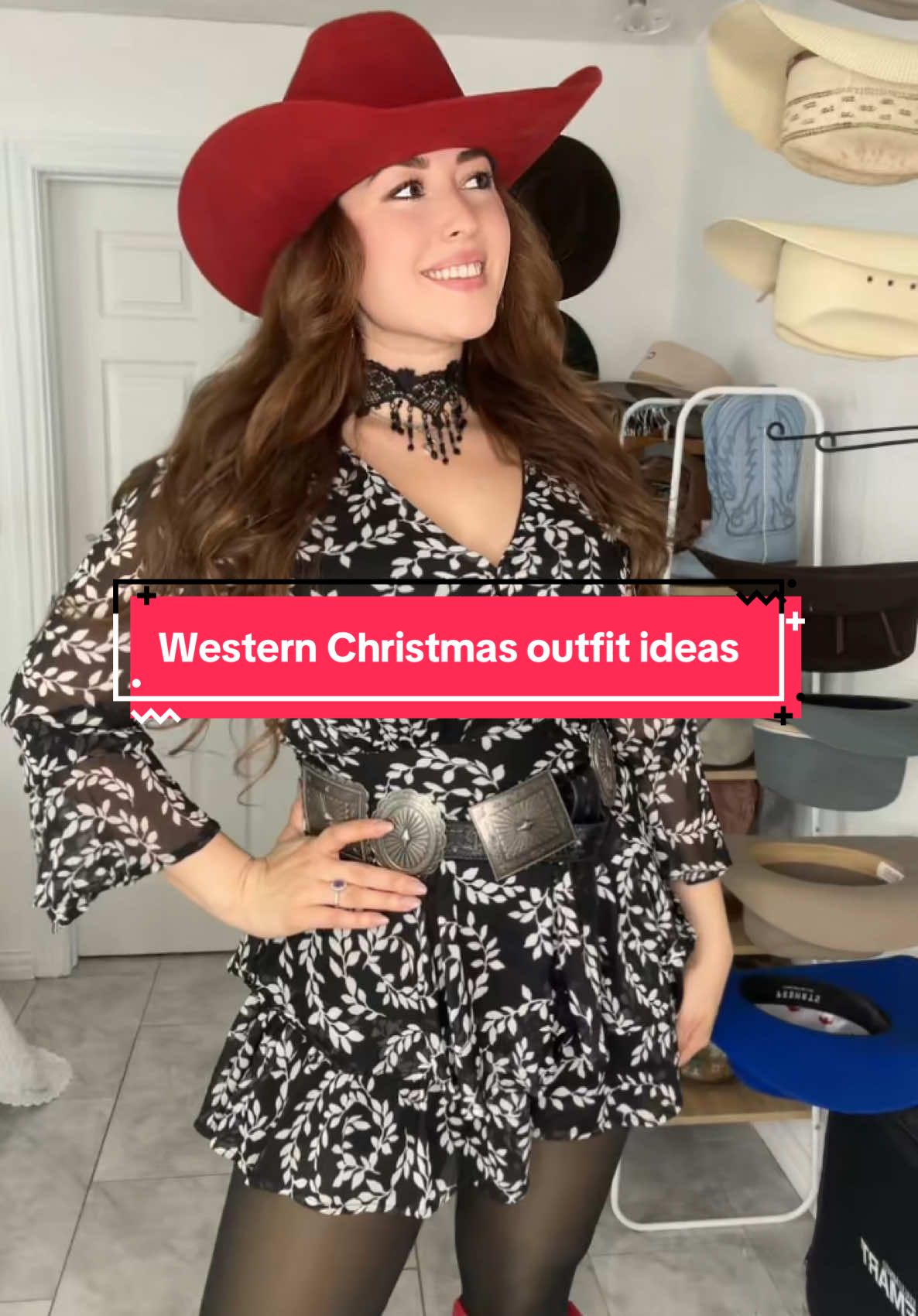 Western Christmas outfit ideas #westernfashion #westernstyle #christmasoutfit #westernchristmas #redcowgirlboots #redcowgirlhat 