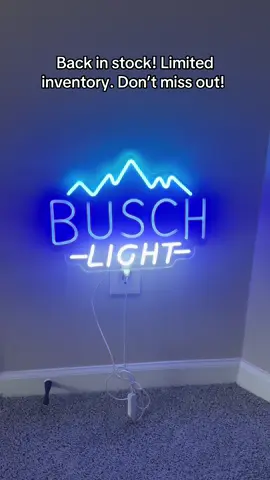 These Busch Light neon signs are back in stock! Get yours while supplies last! The perfect wall decor for any mancave. Busch Light Beer Sign. #beersign #neonsign #buschlightneon #buschlight #buschlatte #neon #mancaveideas 