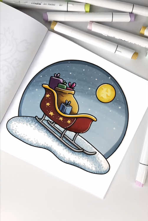 Santa’s sleigh parked like: BRB, grabbing cookies and milk 🎁✨🚀 #happyholidays #christmaseve #santa #cutes #fyp #coloringbook #illustration #ohuhu #ohuhumarkers #ohuhuart #christmascoloring #coloringpages #coloring #foryour #coloringtherapy #gifts #moon #merrychristmas 