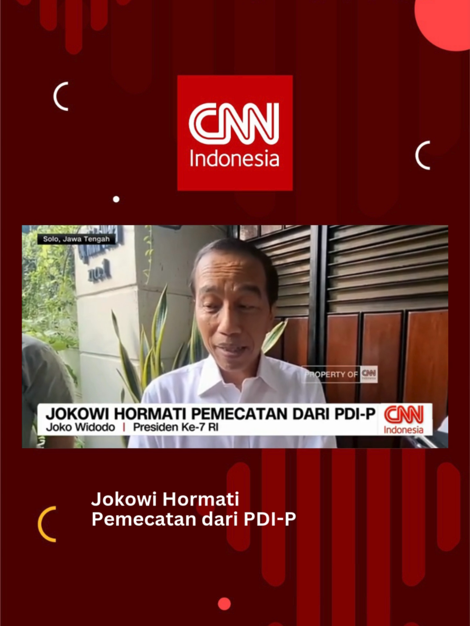 Presiden Indonesia ke-7, Joko Widodo, memberikan tanggapan soal pemecatan dirinya dari Partai Demokrasi Indonesia Perjuangan.  Jokowi menyatakan menghormati keputusan tersebut dan tidak memberikan pembelaan. #PDIP #Jokowi