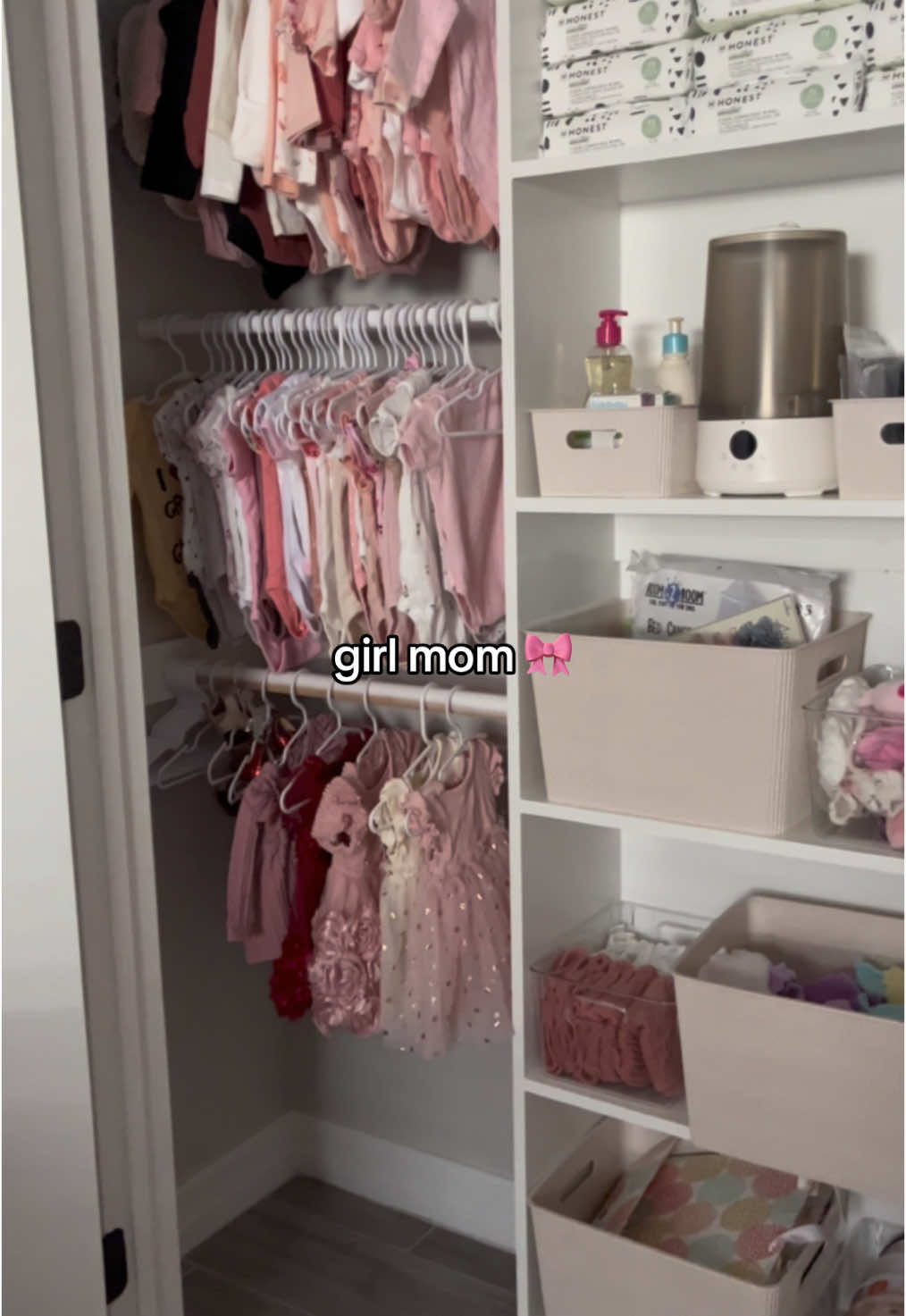 Love organizing her closet 💕 #fyp #nurserytour 