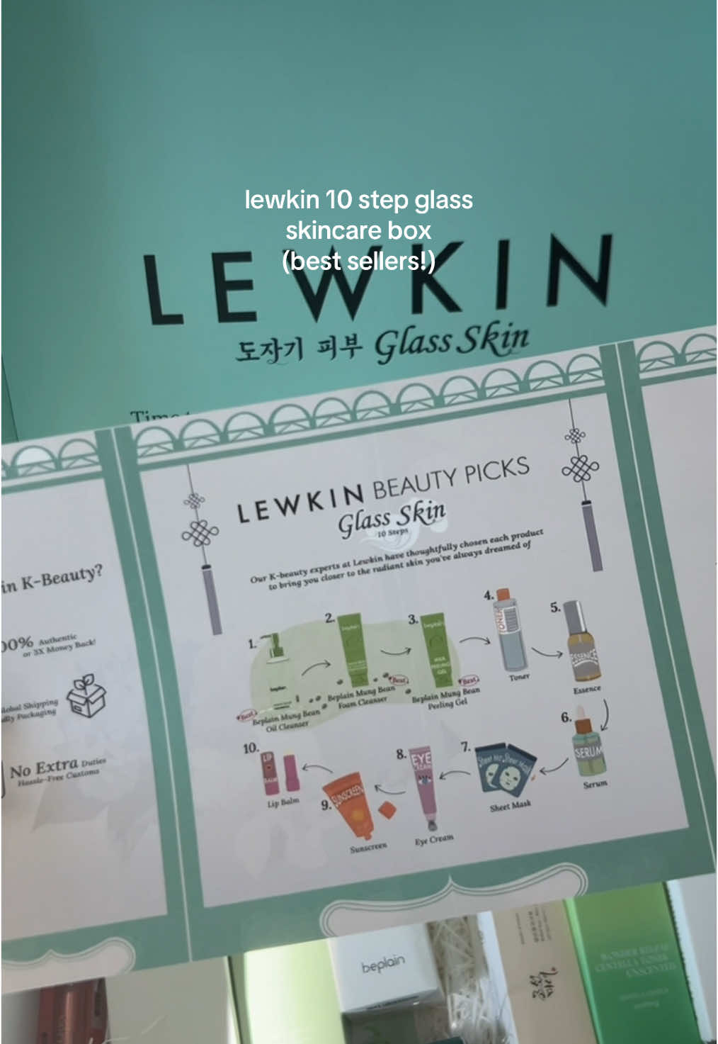 @Lewkin 10-Step Glass Skincare Box! (Review below👇🏻) Lewkin curated their best selling skincare into a single box, making it easy to try out great products! There is an oil cleanser, face wash, exfoliator, toner, essence, serum, eye cream, sheet mask, sunscreen, and lip balm included!  I think this is a wonderful way to get started with korean skincare and it is such great value too! ☺️  #lewkin #pr #ugc #lewkiss #lewkinbeauty #lewkinbeautybox #unboxing 