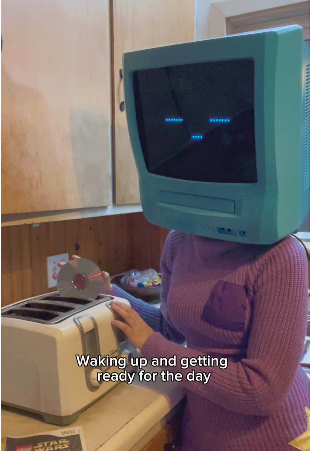 Once it hits 7:35 I WILL get up!     #tvhead #cosplay #tvheadcosplay #robot #cosplaygirl #funny