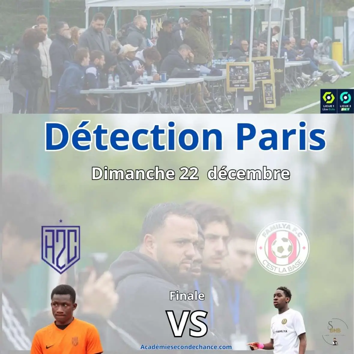 Programme du week-end de détection à Paris !  Les profils sélectionnés samedi 21, joueront la finale le dimanche 22 décembre.  U14 A2C vs FC MASSY 91  U16/U17 A2C vs COD FAMILYA  U18 et + A2C vs FC MASSY 91  #opportunité #detection #A2C #codfamilya #football