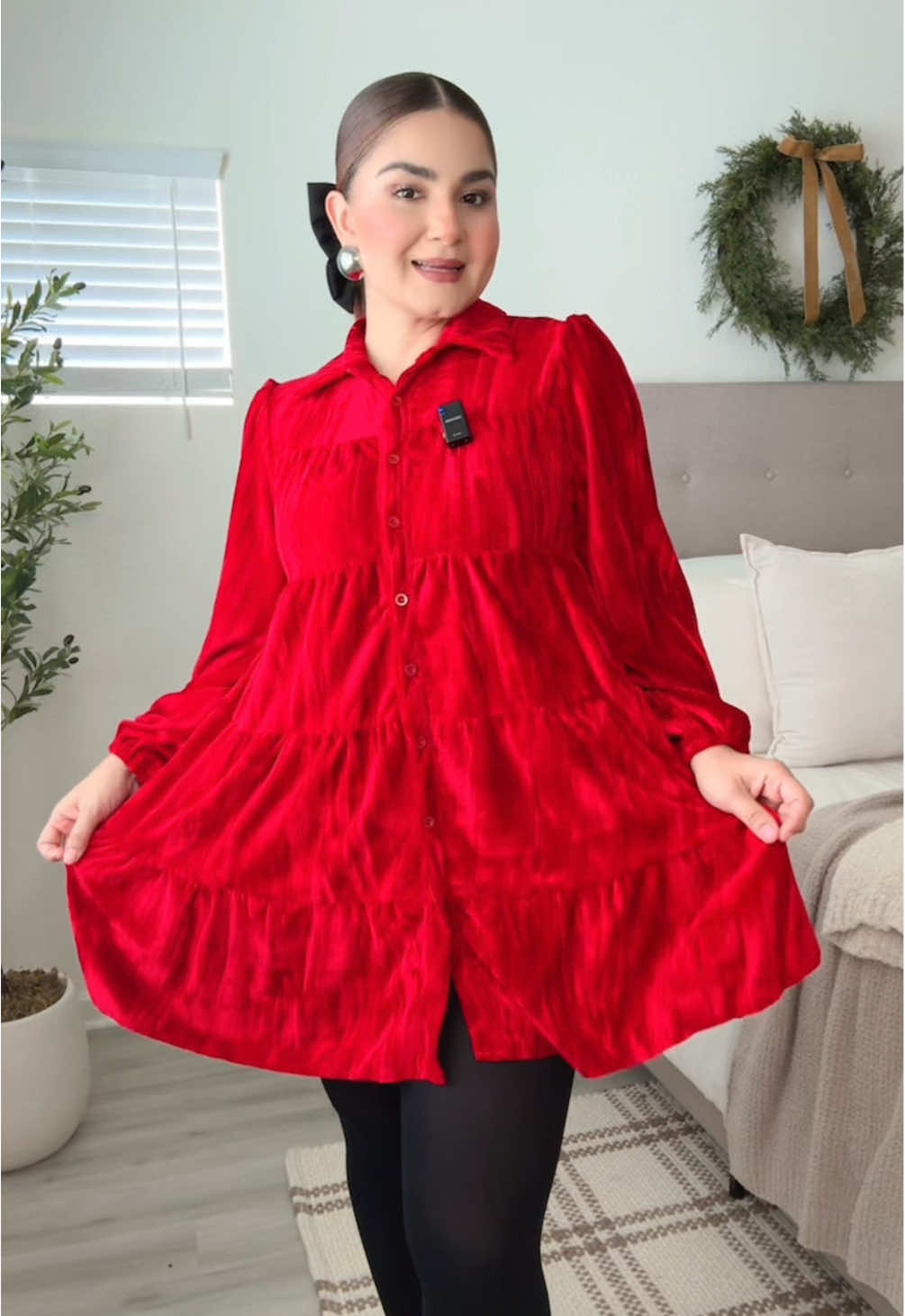 #velvetdress #newyeareveoutfit #outfit #reddress #dresses #vestido #cuteoutfits #dressoutfit #shirtdress #outfitañonuevo @Liulin66 
