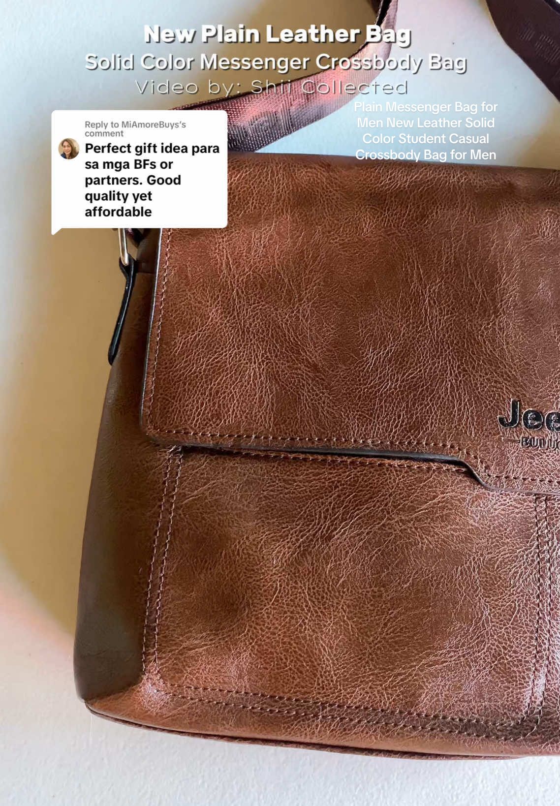 Replying to @MiAmoreBuys  Plain Messenger Bag for Men New Leather Solid Color Student Casual Crossbody Bag for Men #crossbodybag #bag #jeepbag #leatherbag #bagformen 