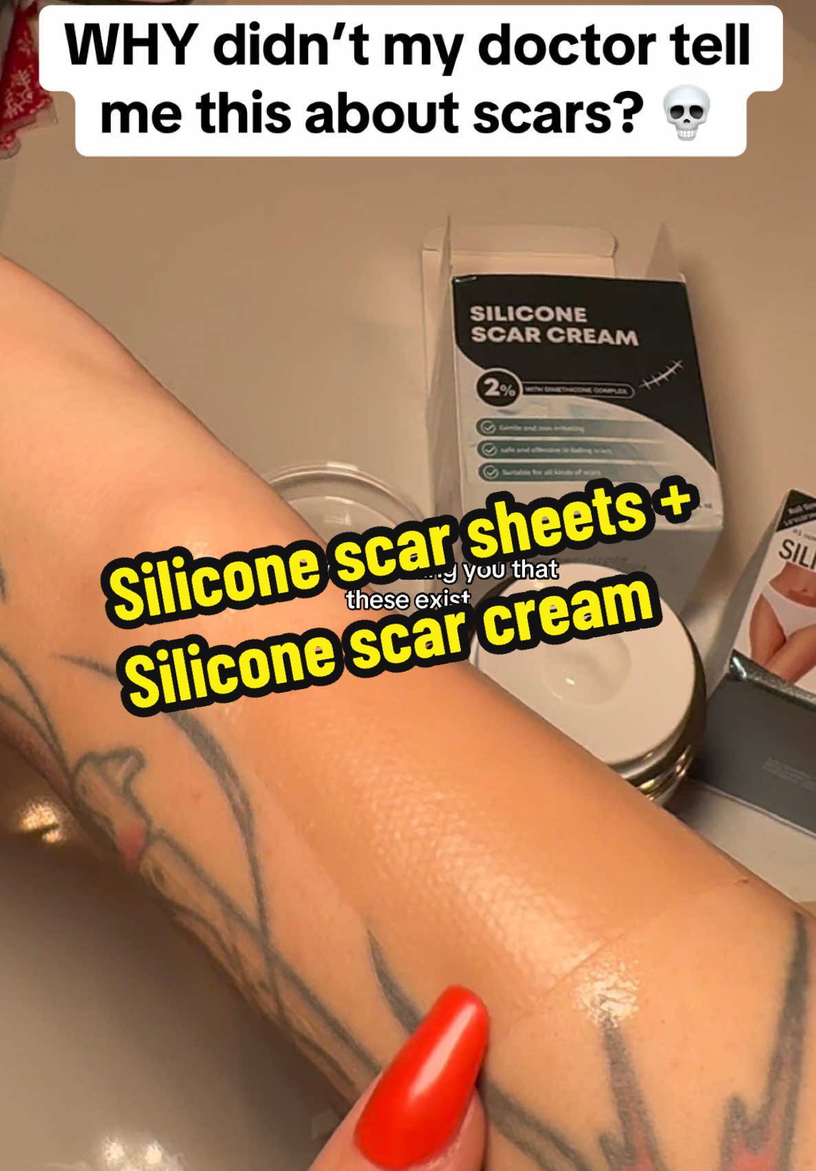 🤯 The silicone scar sheets over the 2% silicone scar cream is an elite combination #scar #scars #acnescars #keloid #surgery #newyearnewaura tagged from tiktok shop 