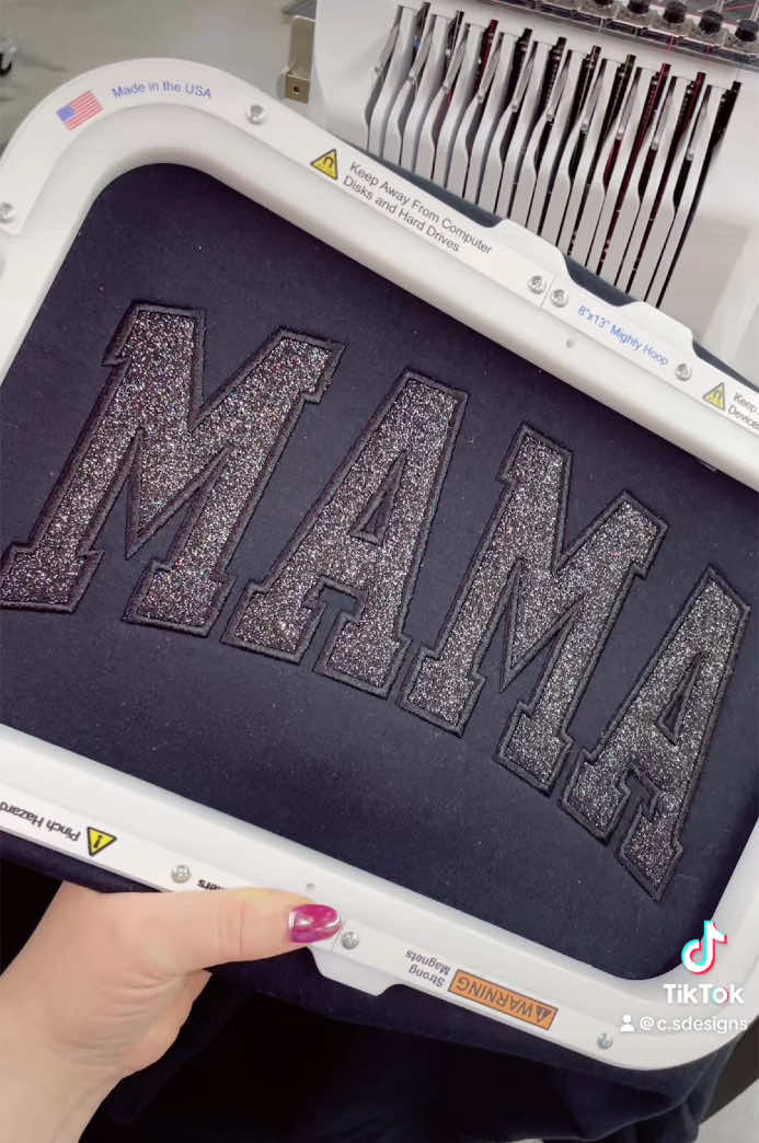 Glitter Embroidery🖤 #embroidery #glitter #mama #blackglitter #MomsofTikTok #fyp #mamas #tiktokdoyourthing 