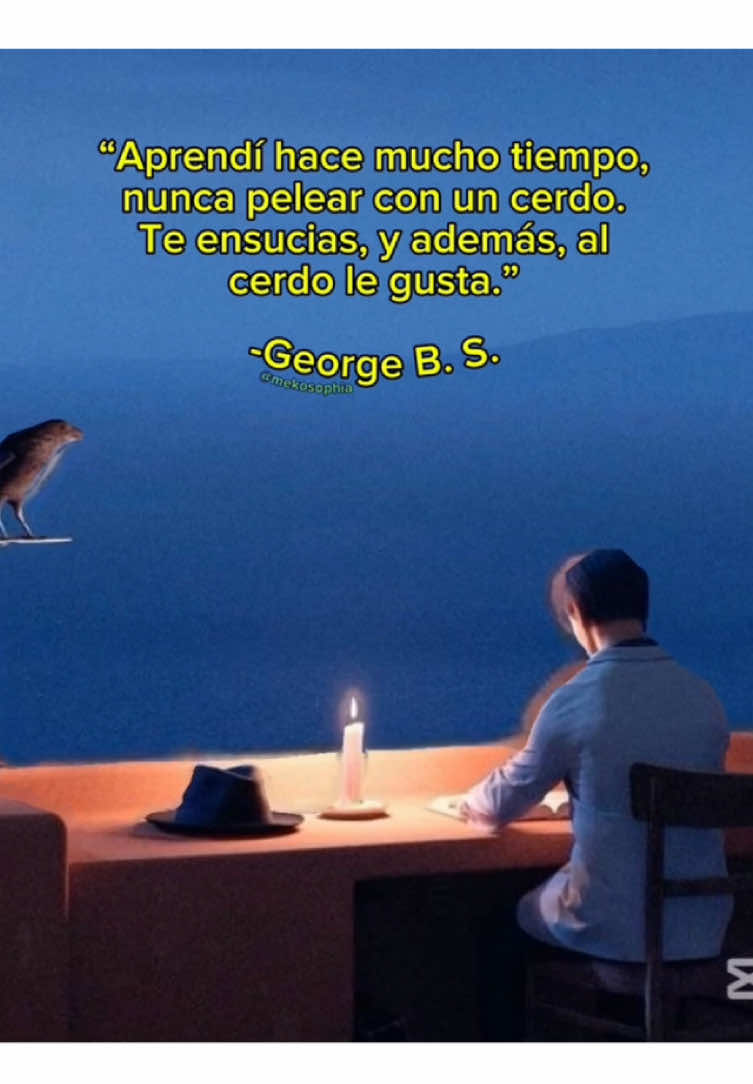 ¿Vale la pena ensuciarte discutiendo con aquel que el caos disfruta? 🤔 #filosofia #frases #fyp #parati #frasesfilosoficas #noche #viral #capcut #filosofiadevida #escritos #pensamientos #versos #poemas #real #georgebernardshaw