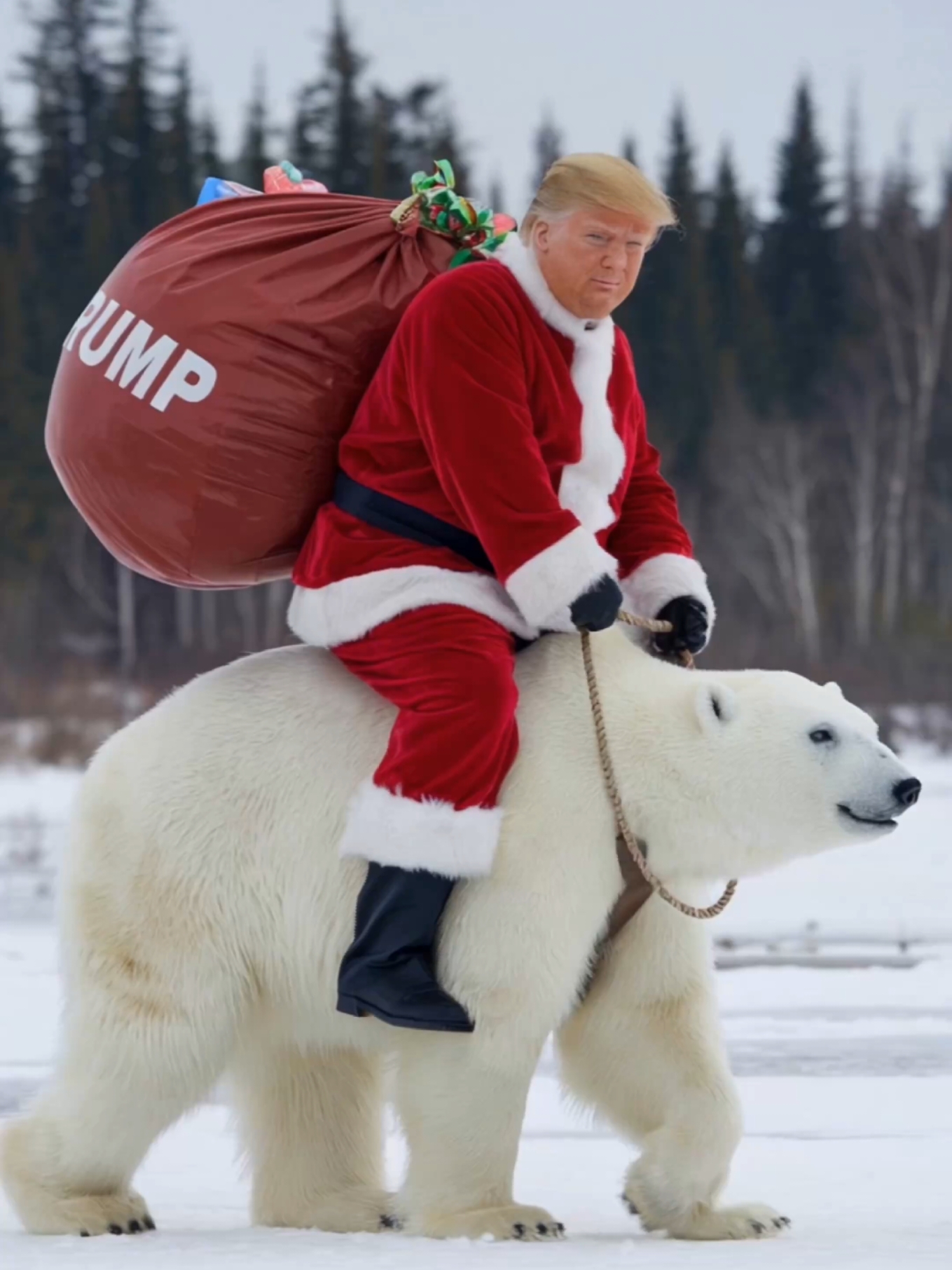 Donald and his polar bear #donaldtrump #christmas 