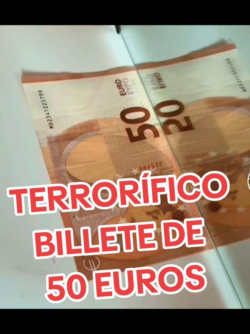 Billete de 50 euros refleja la cara del diablo.