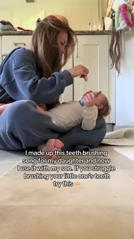 Thw sooner you start bruahinf their teeth the better! I always start once the first tooth pops in! This little song helps keep them focused and i find two rounds of it is typically enough time! I hope this helps someone like its helped us! 🫶🏼 Love, a retired dental hygienist