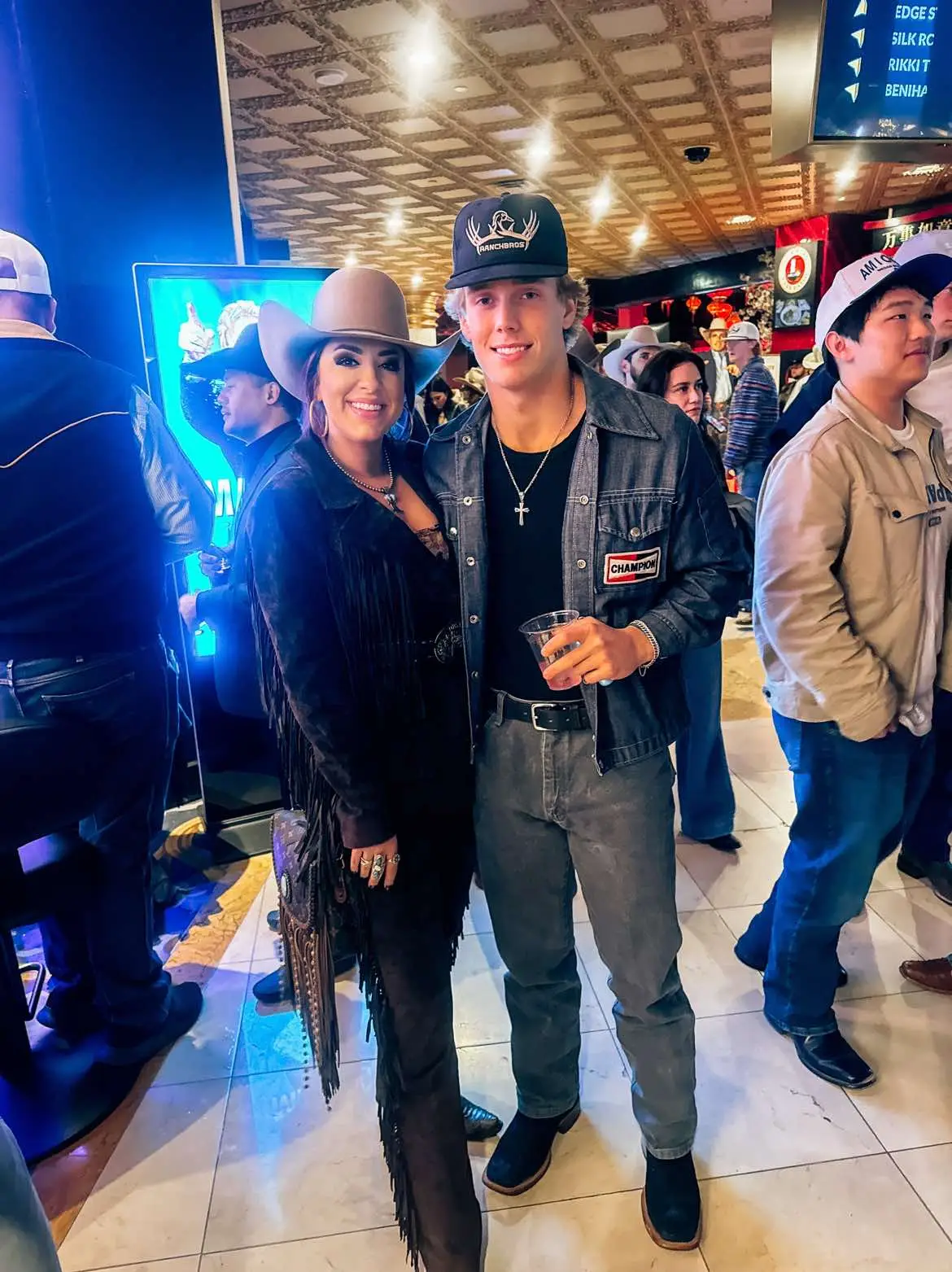 Between kickin it at @westgatevegas with @hudsonwestbrook and his team to @ashton.shyannnn coming to the @aggearclothing party as the grinch. My final night is Vegas was probably my favorite and one I’ll never forget!  Outfit details:  Fringe set: @fashionnova  Hat: @pro.hats  Necklace: @chacocanyontrading  Boots: @idyllwind // @boot_barn_official  Purse: @vintagebohobags  Corset: @xoprettylittlebabes  #nfr #nfrfashion #nfrstyle #wranglernfr #nfroutfits #hudsonwestbrook #rodeo #cowgirlstyle #cowgirlfashion #cowgirlchic #vegas #westgateresorts #westgate #cowgirlhat #cowgirlboots #westernfashion #westernstyle #westernwear #westernlifestyle #westernlifeandstyle #vintagewesternwear #OOTD #makingmemories #livingmybestlife #nfr2024