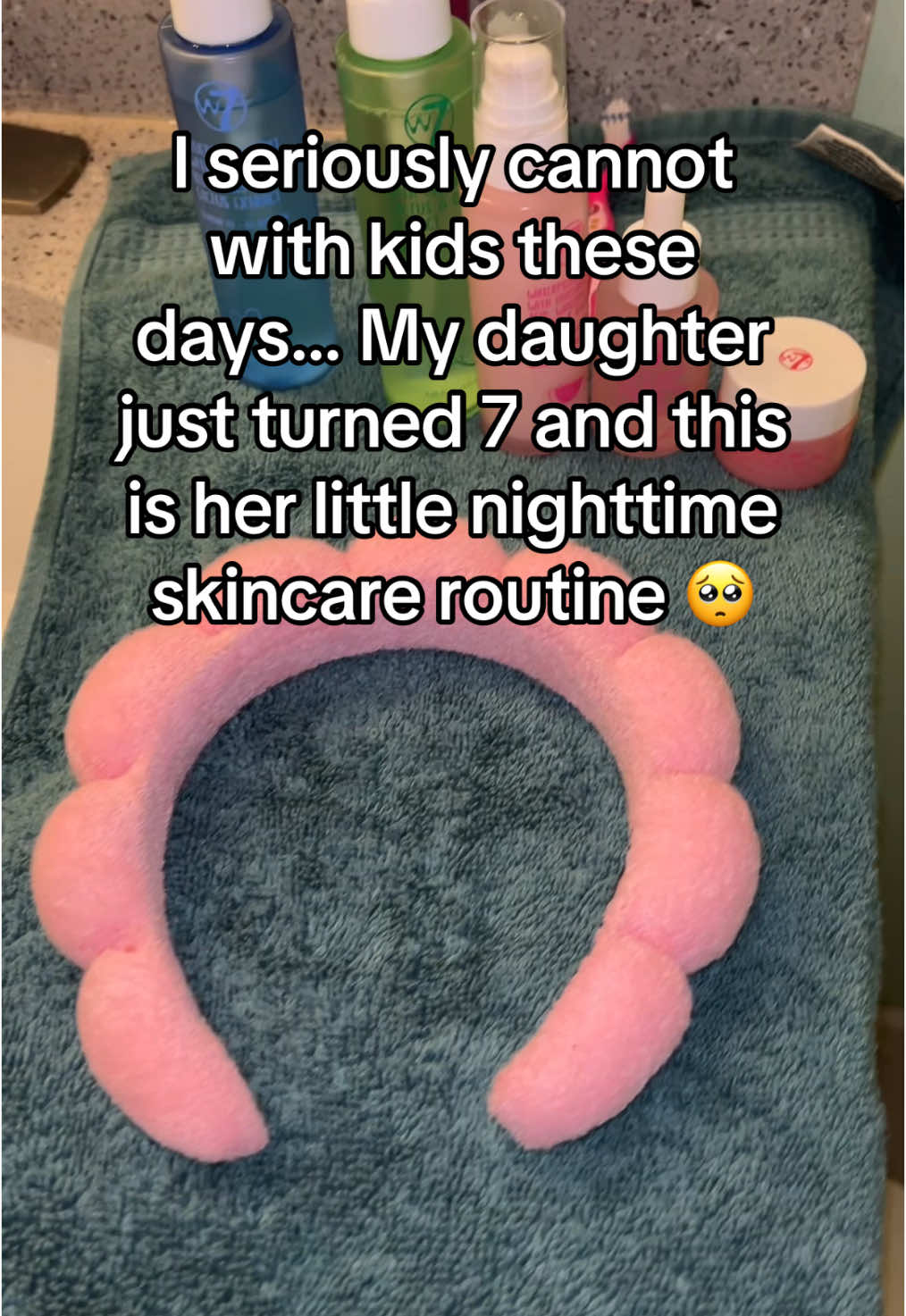 She always wants to use the same skincare I use so for her birthday I got her a set from @W7Makeup and she is obsessed. #momtok #daughtersoftiktok #michiganmom #momlife #skincare #ukskincare #girlmom #w7makeup #minime #nighttimeroutine #nighttimeskincare 