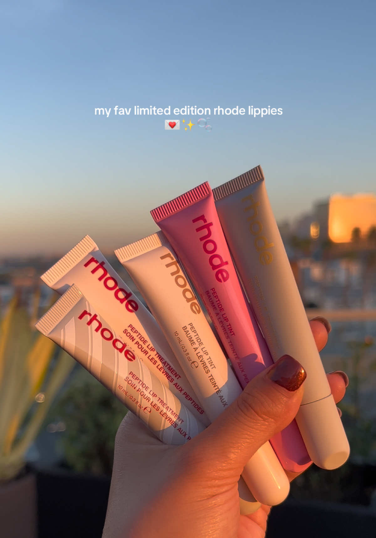 the lineup✨🍓🤎🍬🍍 @rhode skin #lipcollection #rhodeskin #rhodeliptreatment #rhodeliptint #cinnamonroll #limitededition #lippies #lipgloss #fyp #fypシ゚viral #rhode @Hailey Bieber 