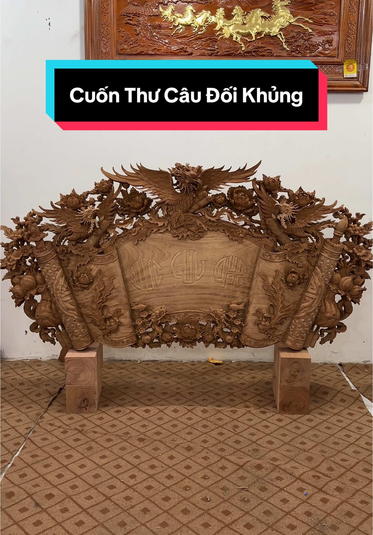 Cận Cảnh Bức Cuốn Thư Câu Đối Đục Tay Siêu Khủng #biendogothienphu #dogomynghe #dogo #xuhuongtiktok #cuonthucaudoi 