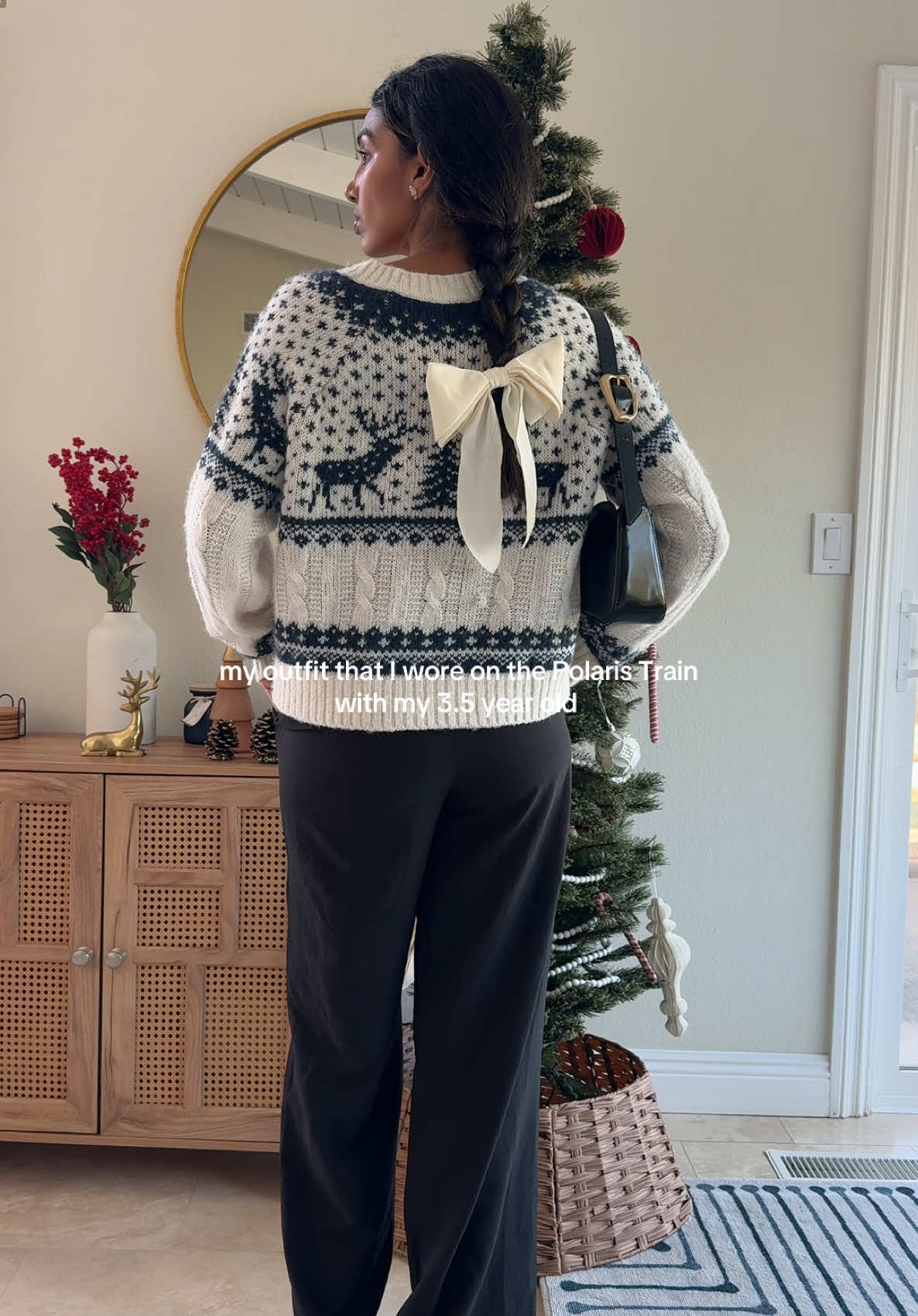 My little ootd on the magical train ride to the North Pole via The Polar Express! Breaking stereotypes on how moms should dress/look!  Outfit: Sweater- @Old Navy Official  Pants- @PEPPERMAYO  Shoes- @ZARA  . . #momstyle #momoutfit #momootd #toddlermom #motherhoodunplugged #momsover35 #happymom #momfashion #ootdinspo #outfitideasforyou 