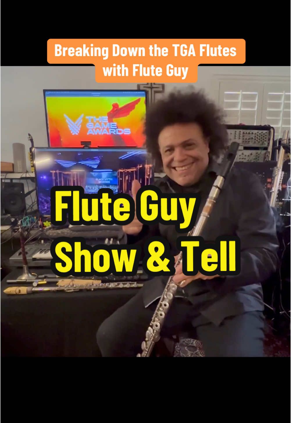 Flute Guy shows off his TGA flutes. #thegameawards 