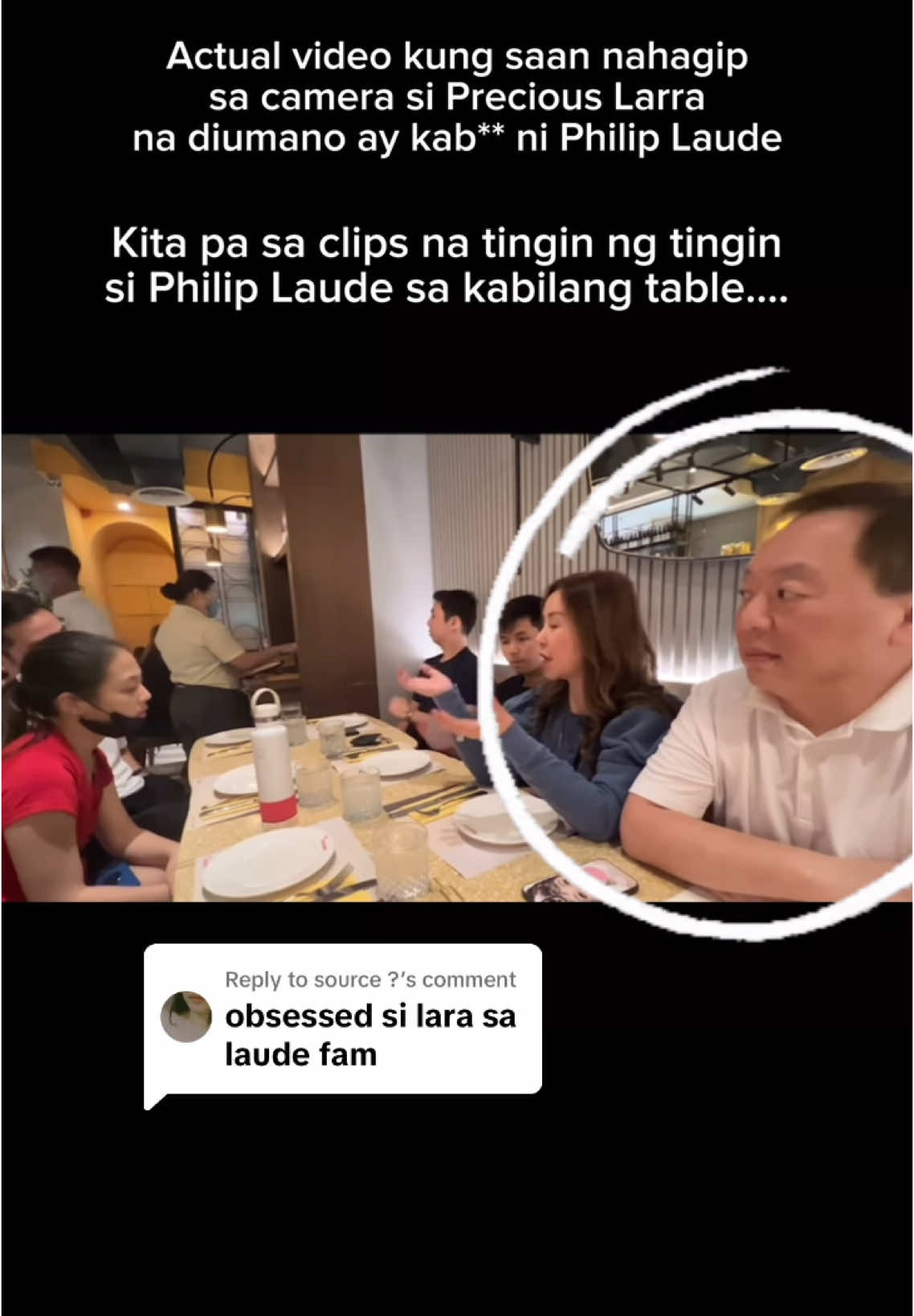 Replying to @source ? ang tanong ng bayan: si Precious Larra ba ang pumunta sa dinner ng Laude family o si Philip Laude ang nagpapunta. Isa pang tanong: aware ba si Small? O secret ito? 🤐 #philiplaude #smalllaude #fyp #precious 