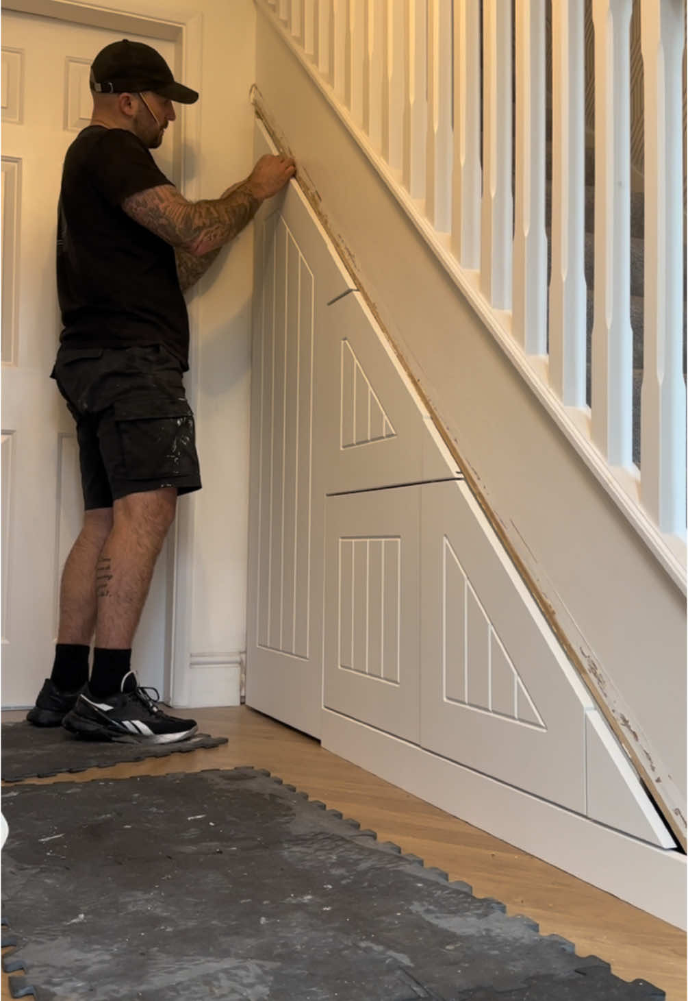 Under Stair Storage install ✨  #Home #interiordesign #transformation #satisfying #fyp #asmr #woodworking 