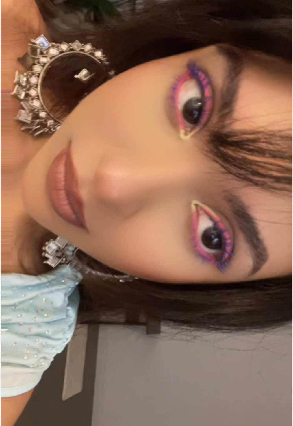 Showing off my blue eye makeup (albeit poorly ig)  #fyp #foryoupage #makeup #eyemakeup #bluemascara #eyes #fashion #fypシ #fypシ゚viral #style #fashion #OOTD #makeupideas 