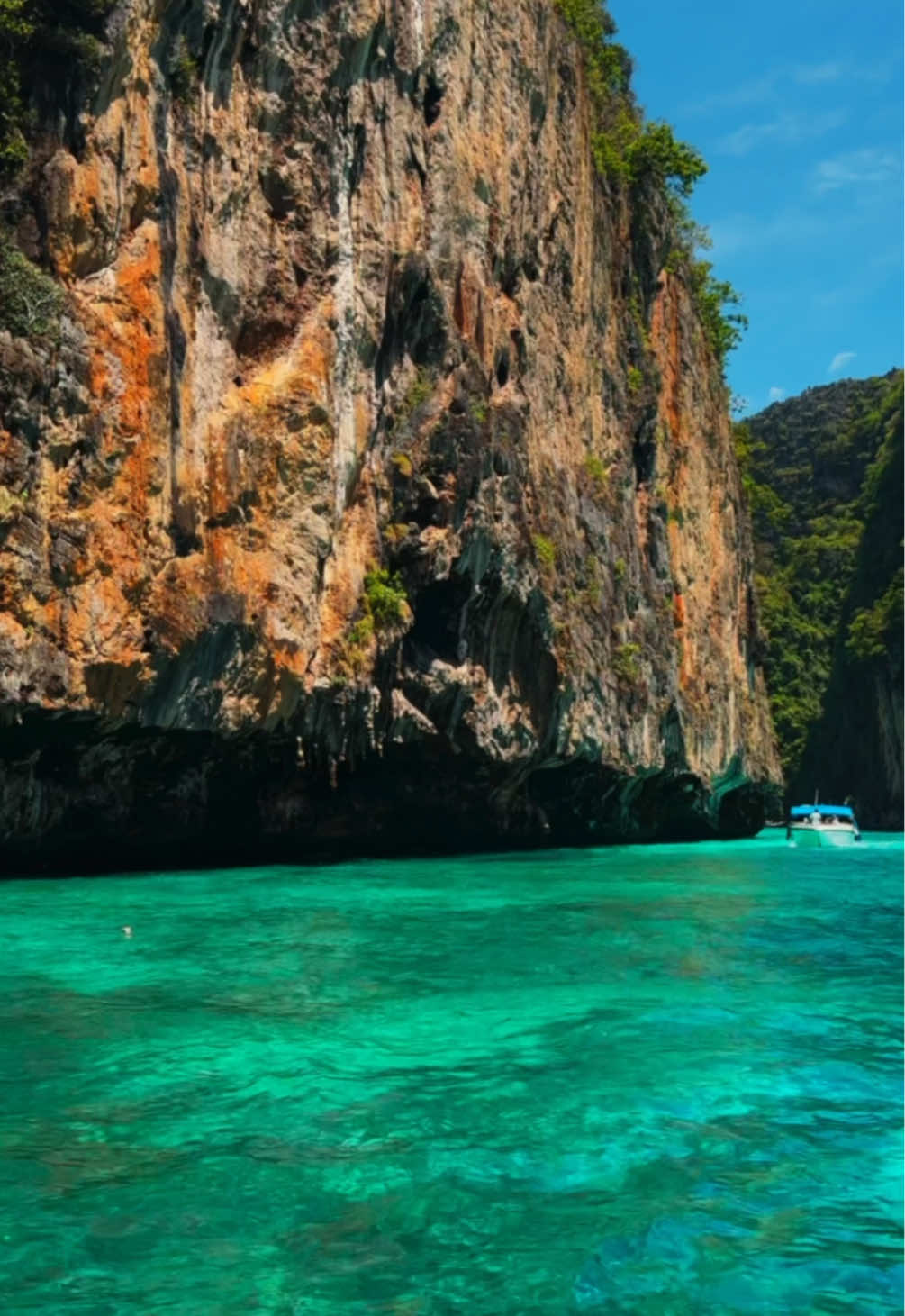 Cruising through the majestic limestone cliffs of the Phi Phi Islands is an unforgettable experience. Surrounded by crystal-clear waters and breathtaking scenery, it’s a must-do day trip from Phuket. #pilehlagoon #phiphiisland #kohphiphi #phukettrip #krabi #thailand #fyp #foryou 